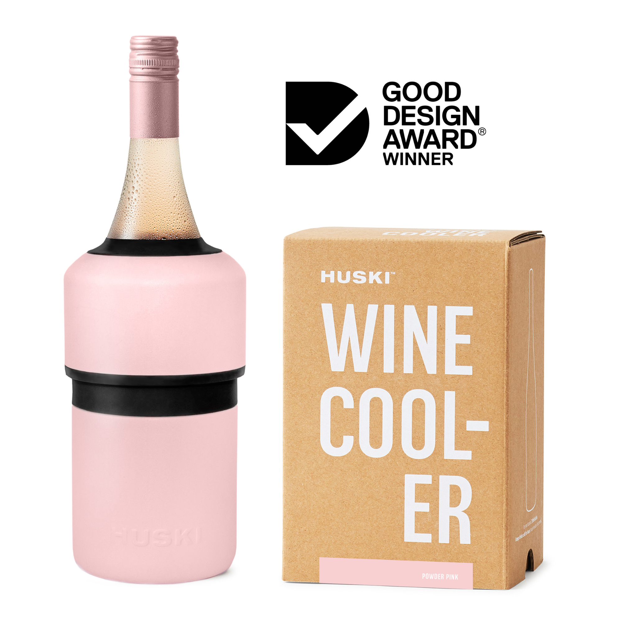 Huski Powder Pink Wine Cooler with insulated design and sleek appearance, perfect for keeping wine chilled in style.