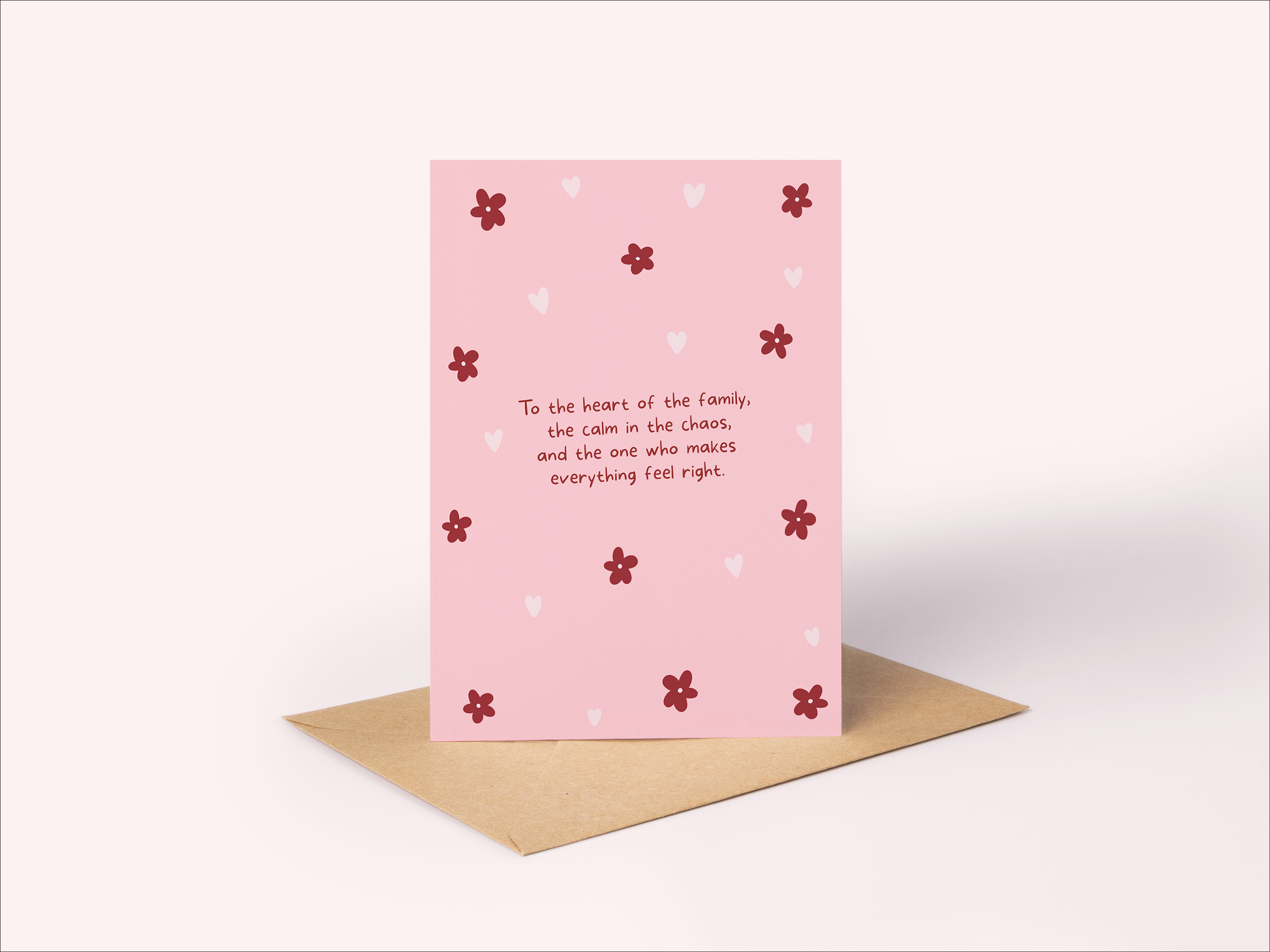 Mother's Day card titled "Heart of the Family" from Rosalie, featuring a heartfelt design with floral accents and warm message.