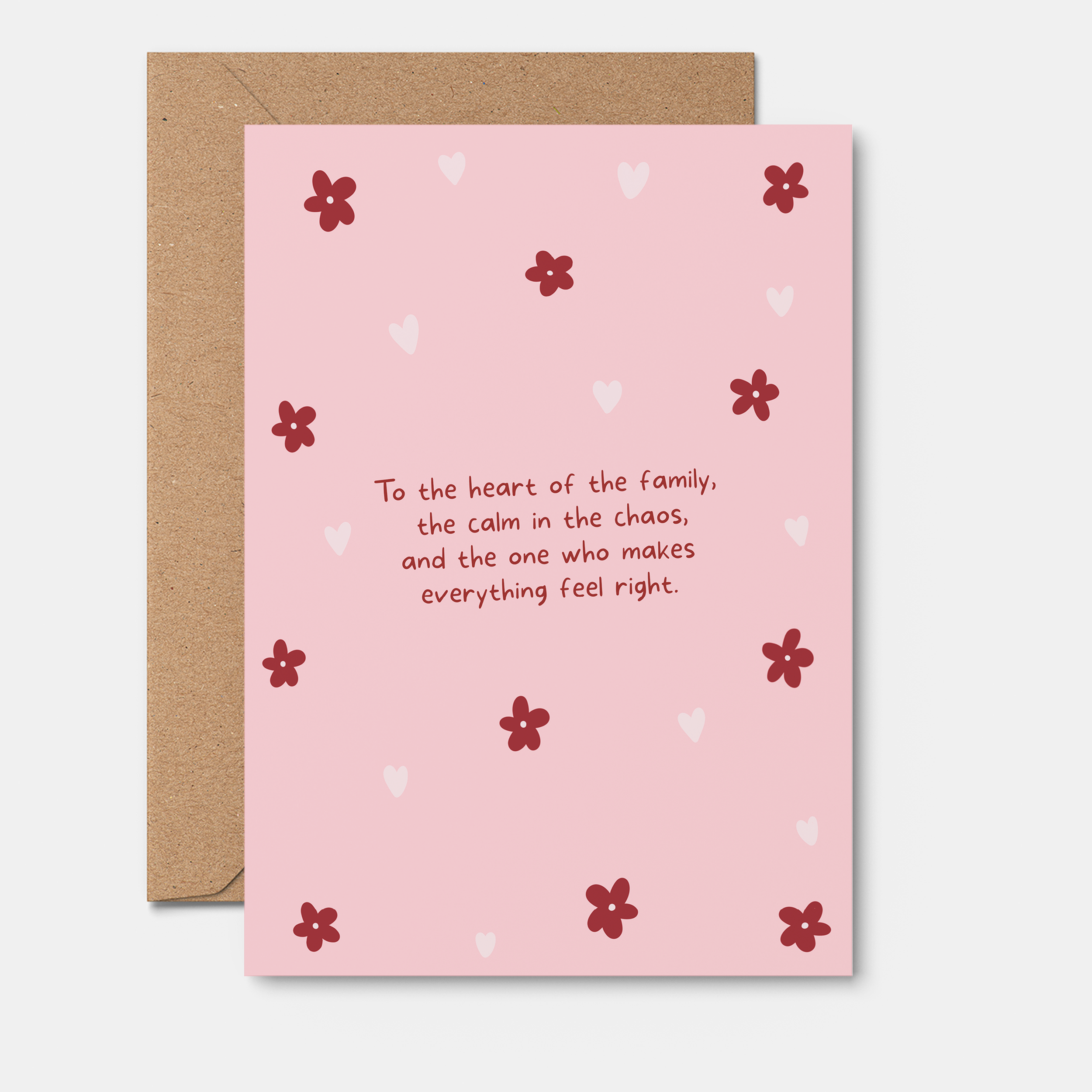 Mother's Day card featuring a heartfelt message with a family heart design, from the Rosalie brand.