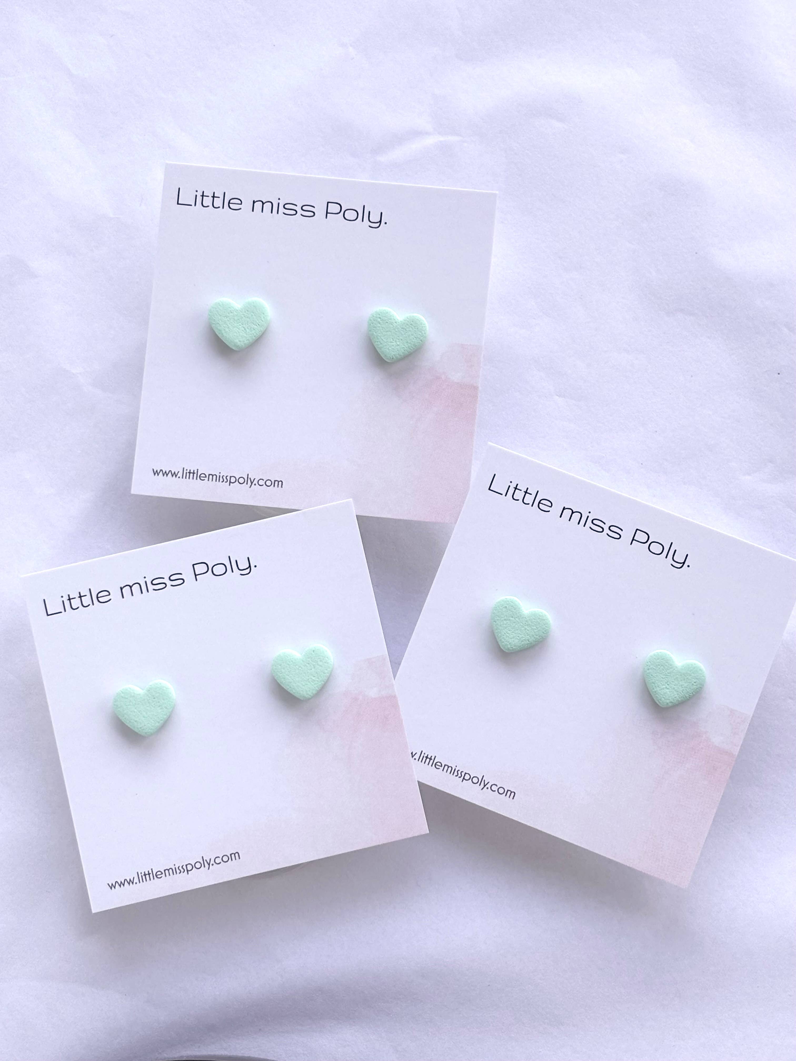 Mini Heart Stud - Mint Green