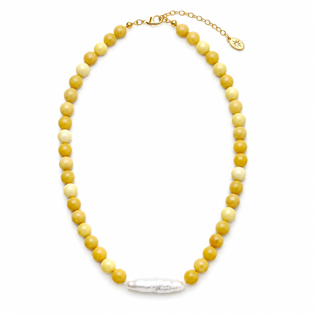 Golden Stone & Freshwater Pearl Necklace