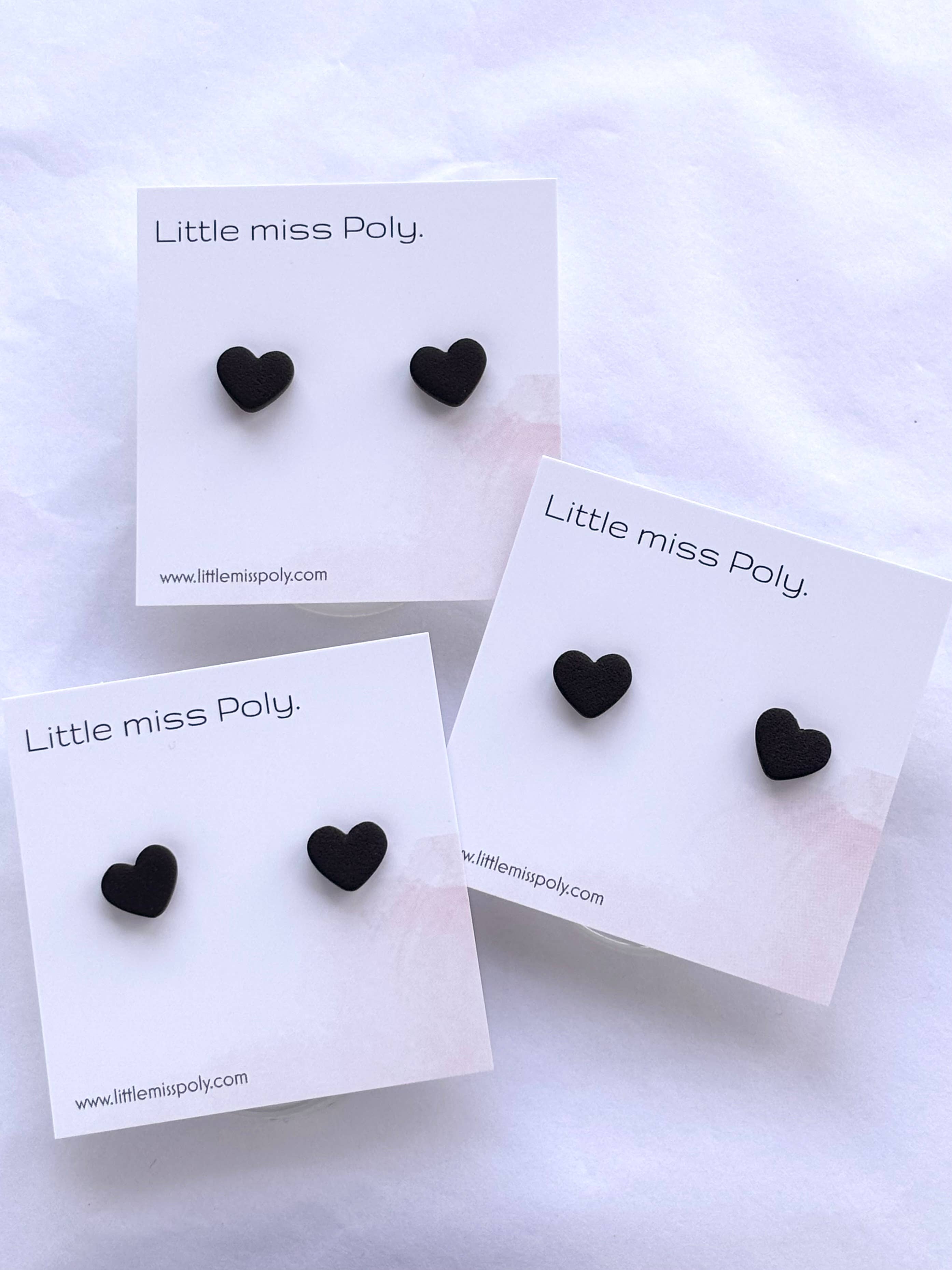 Mini Heart Stud - Black