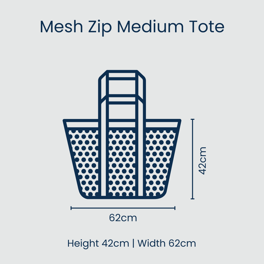 Mesh Zip Medium Tote – Ecru