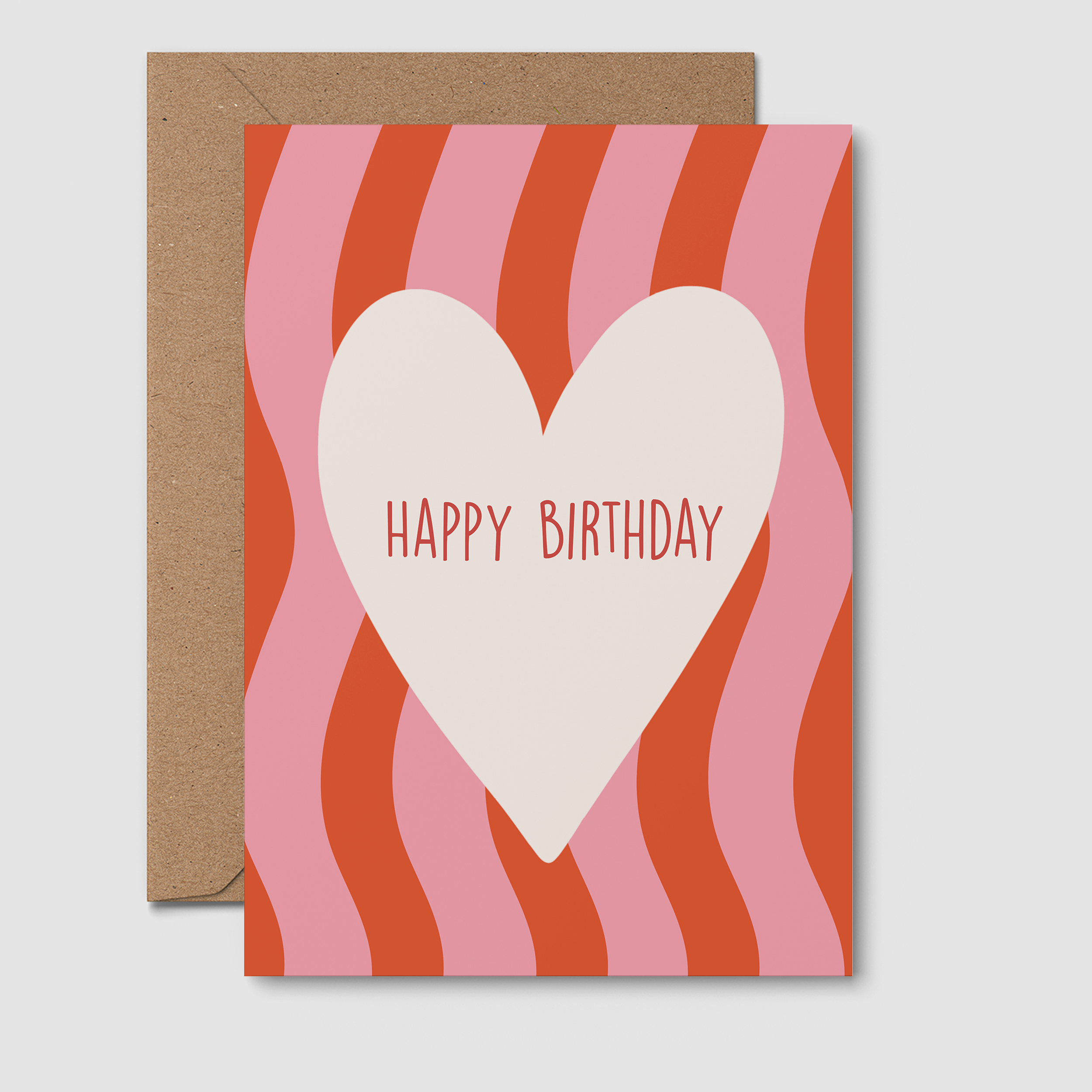 Trendy Happy Birthday heart greeting card by From Rosalie with colorful floral design and festive message.