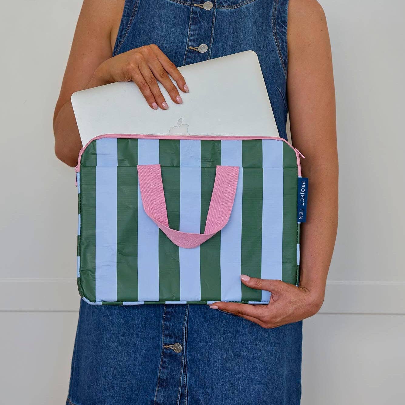 Laptop Case – Green Blue Stripe