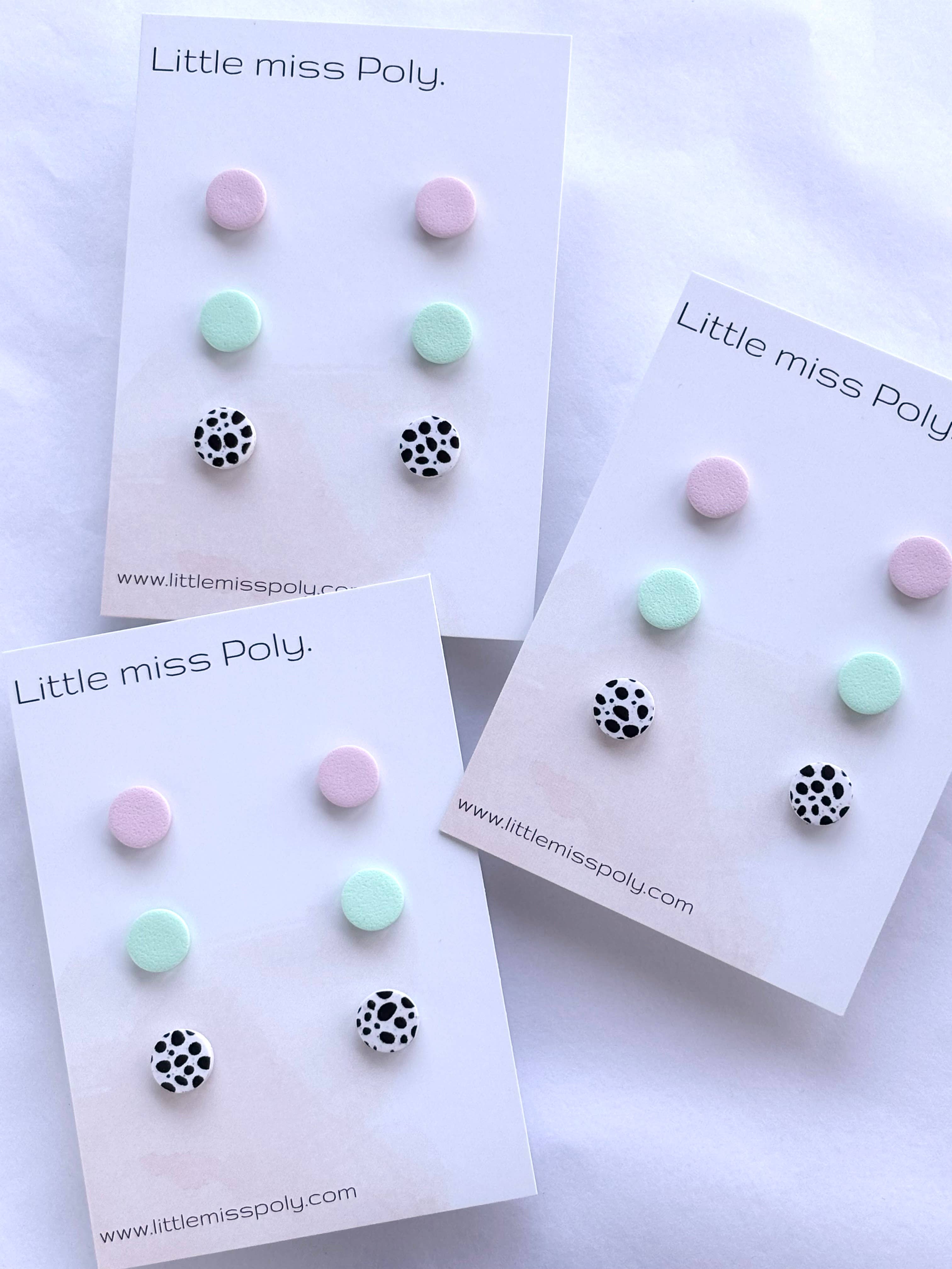 Cleo Triple Mini Stud Pack - Mint Green & Pink