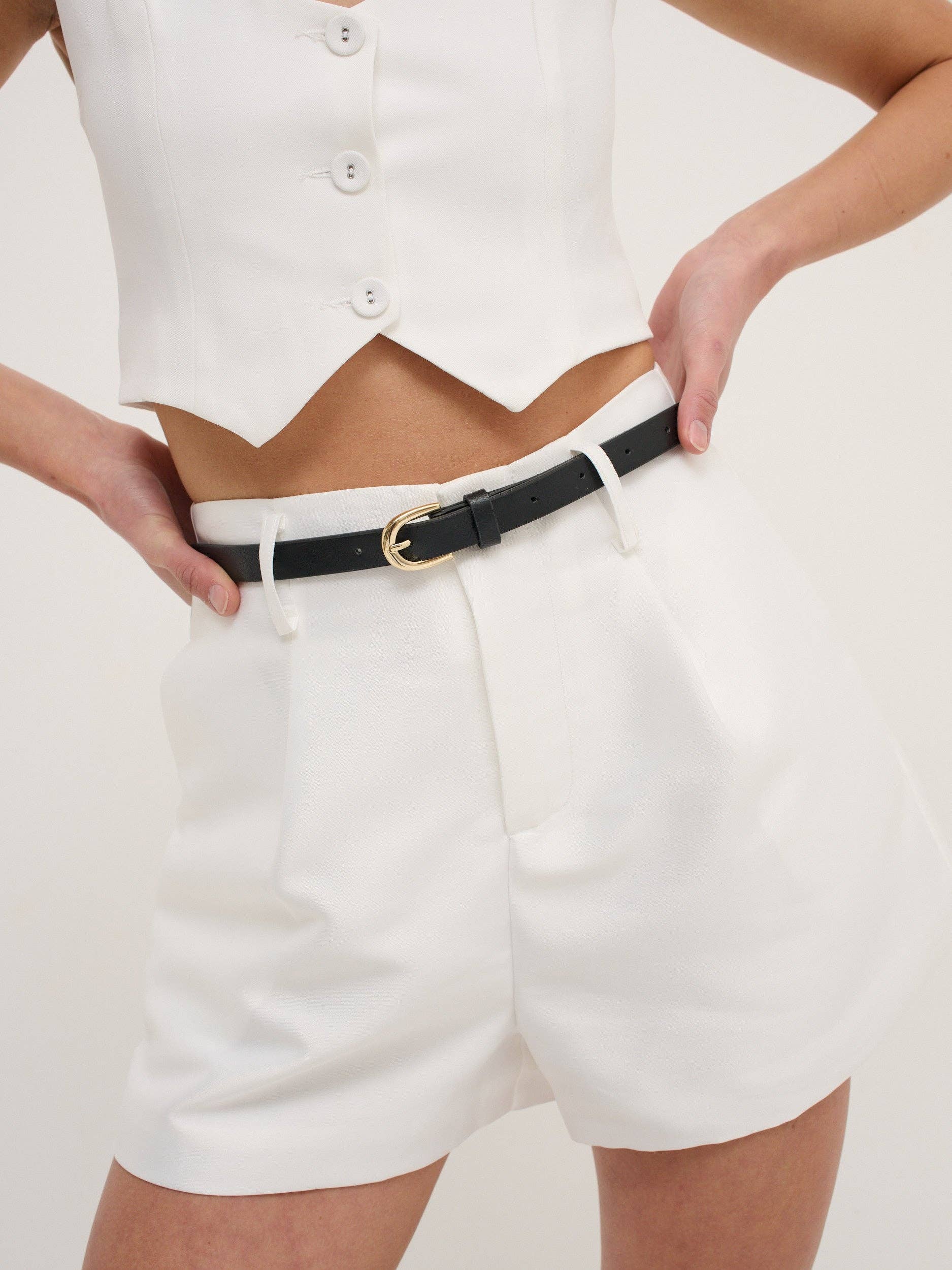Lomance Skinny Belt in Black/Gold
