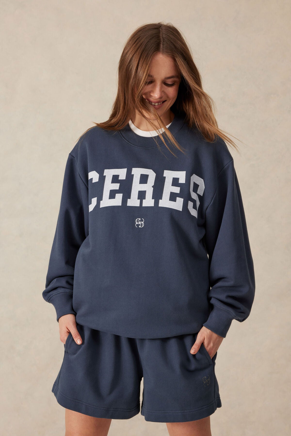 Oversized Slouchy Crew - Smoke Blue