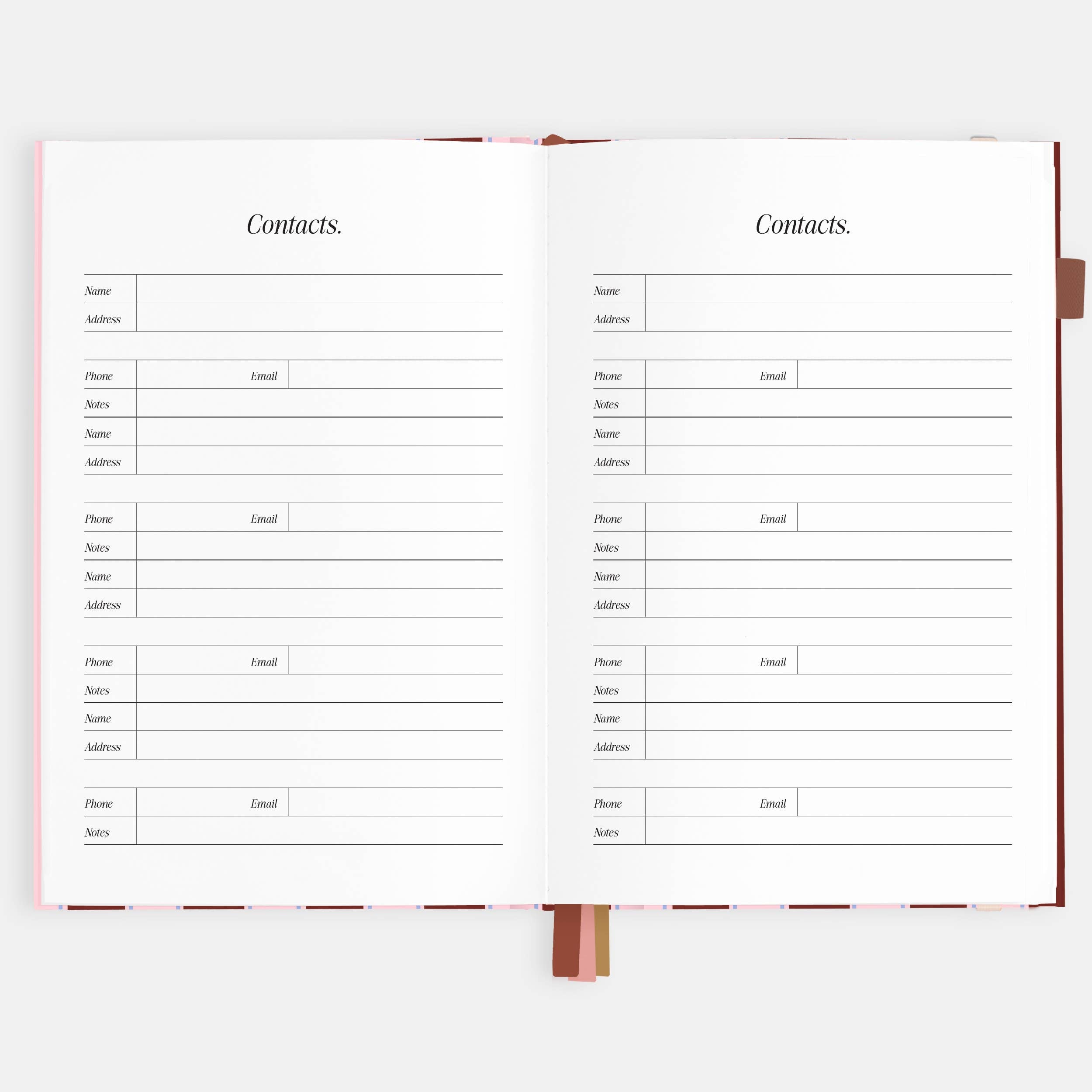 2026 Burgundy Stripe A5 Vertical Planner