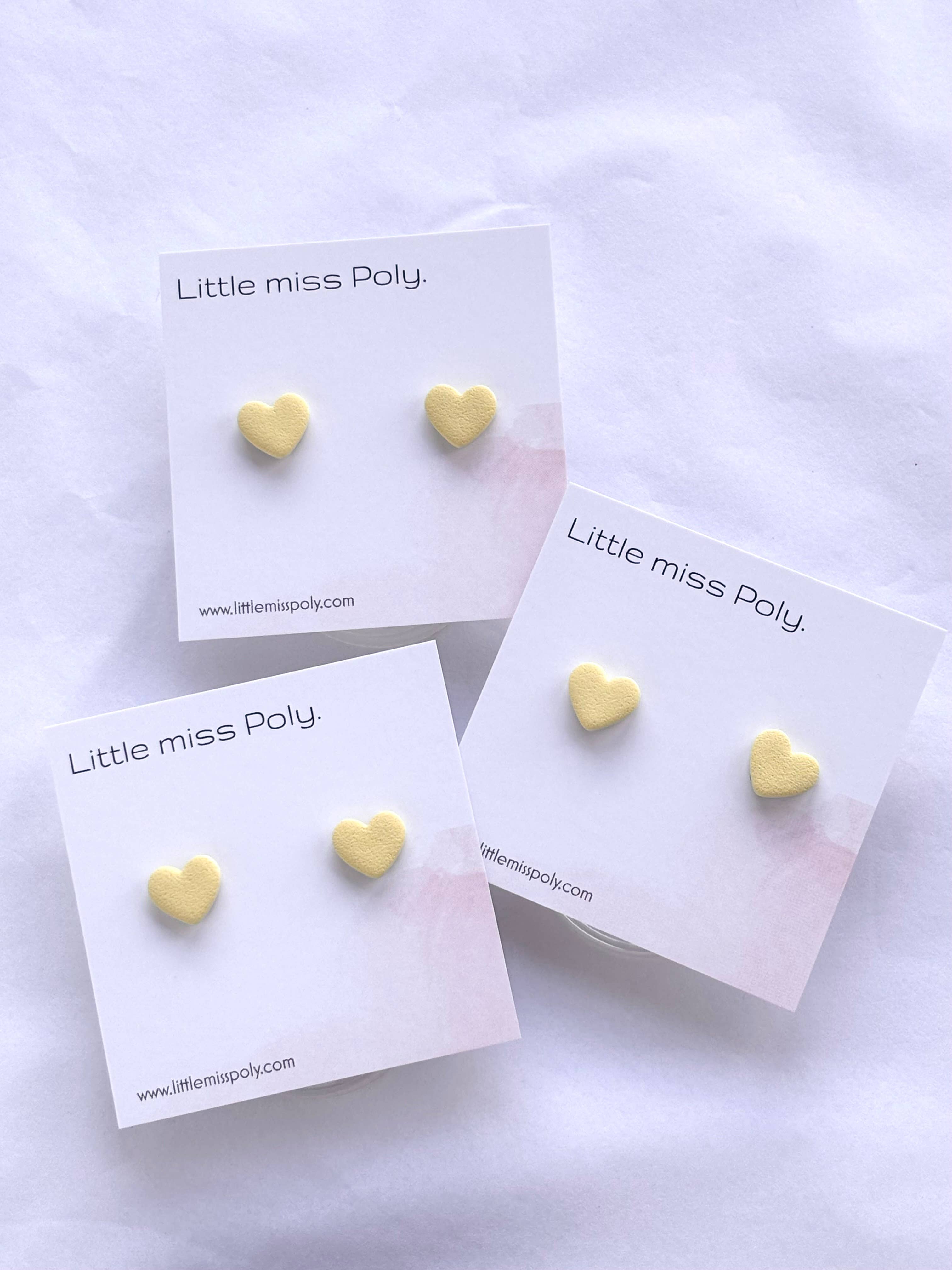 Mini Heart Stud - Butter Yellow