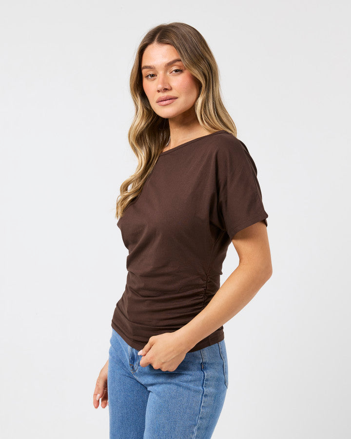 LUNE OFF SHOULDER TOP - Chocolate