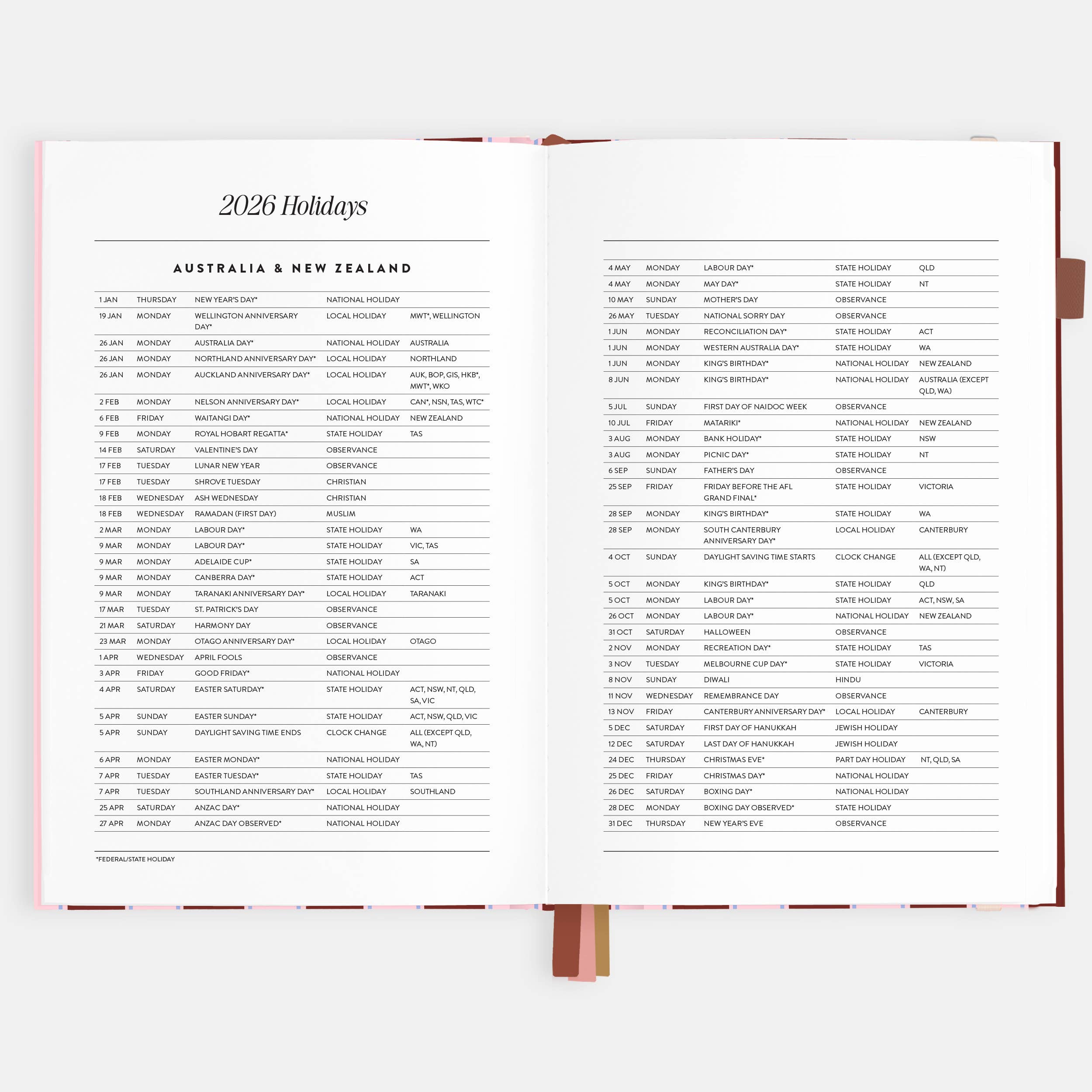 2026 Burgundy Stripe A5 Vertical Planner
