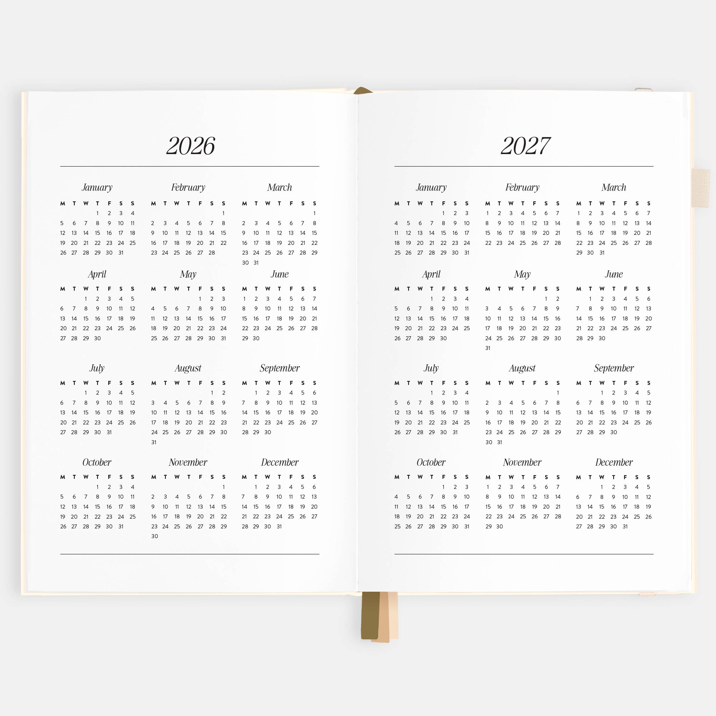 2026 Creme A5 Vertical Planner