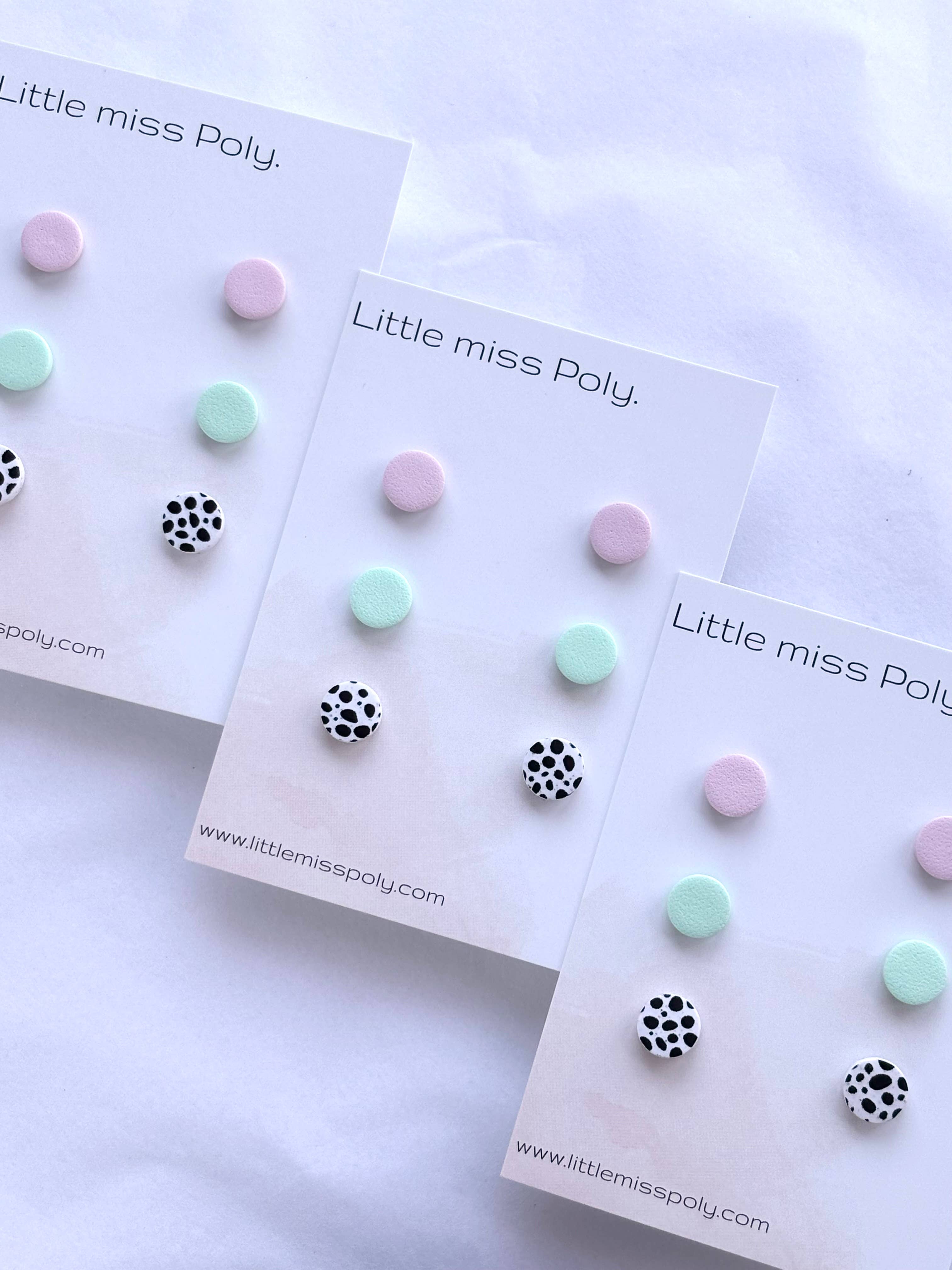 Cleo Triple Mini Stud Pack - Mint Green & Pink