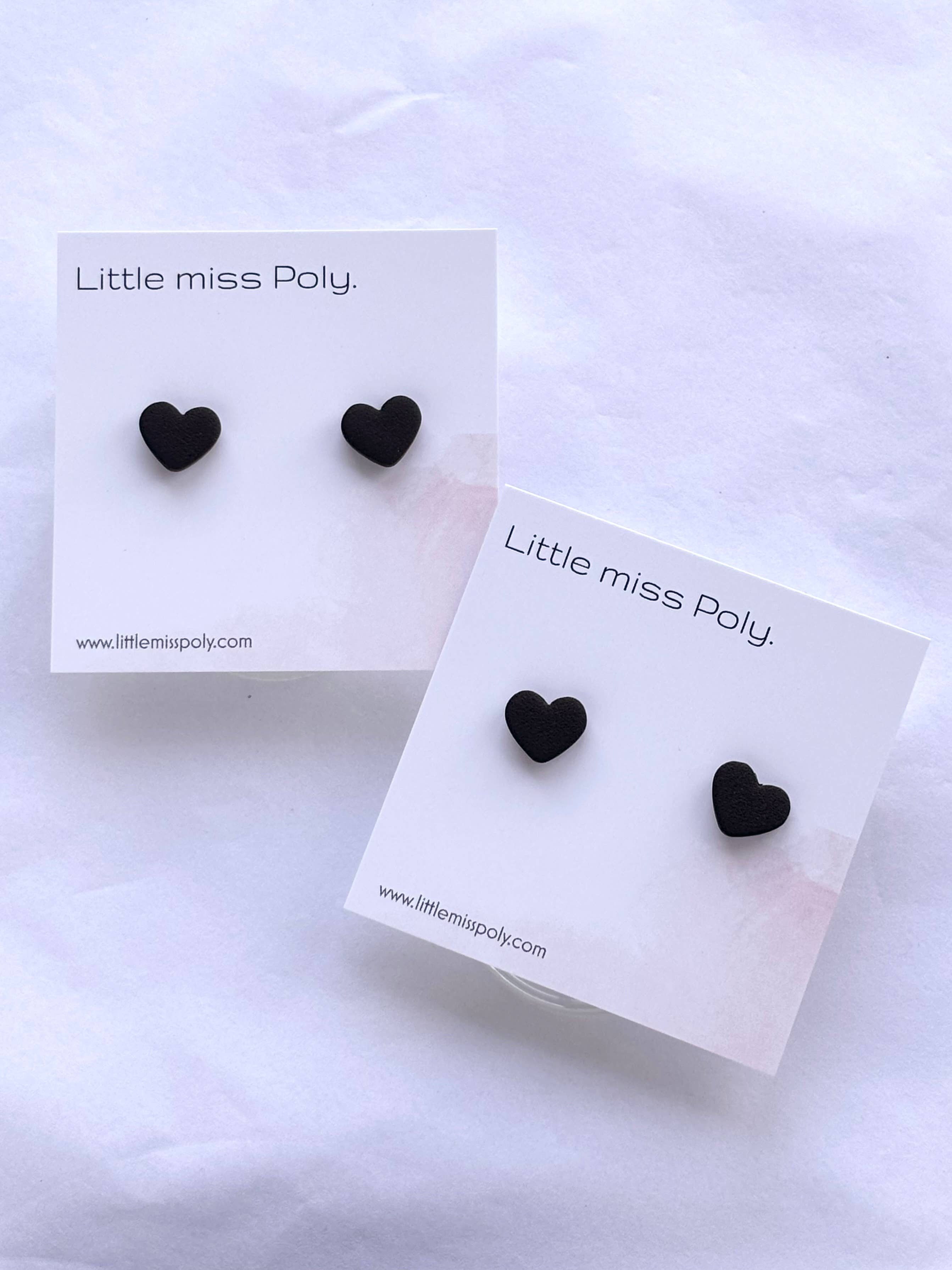 Mini Heart Stud - Black