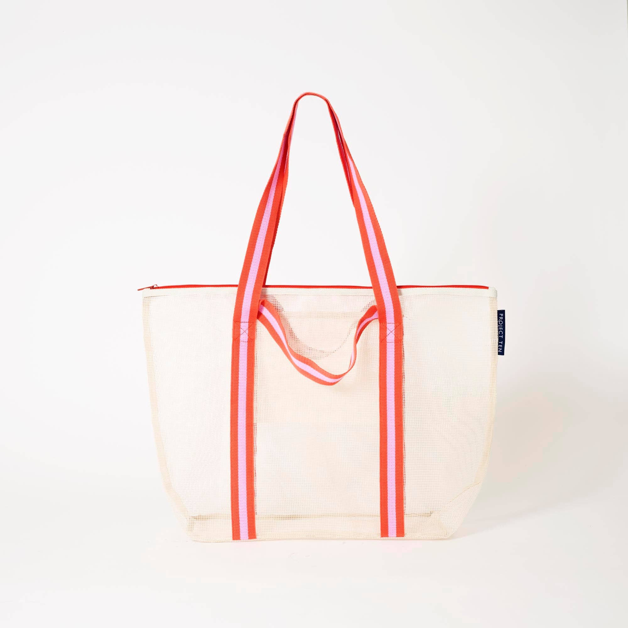Mesh Zip Medium Tote – Ecru