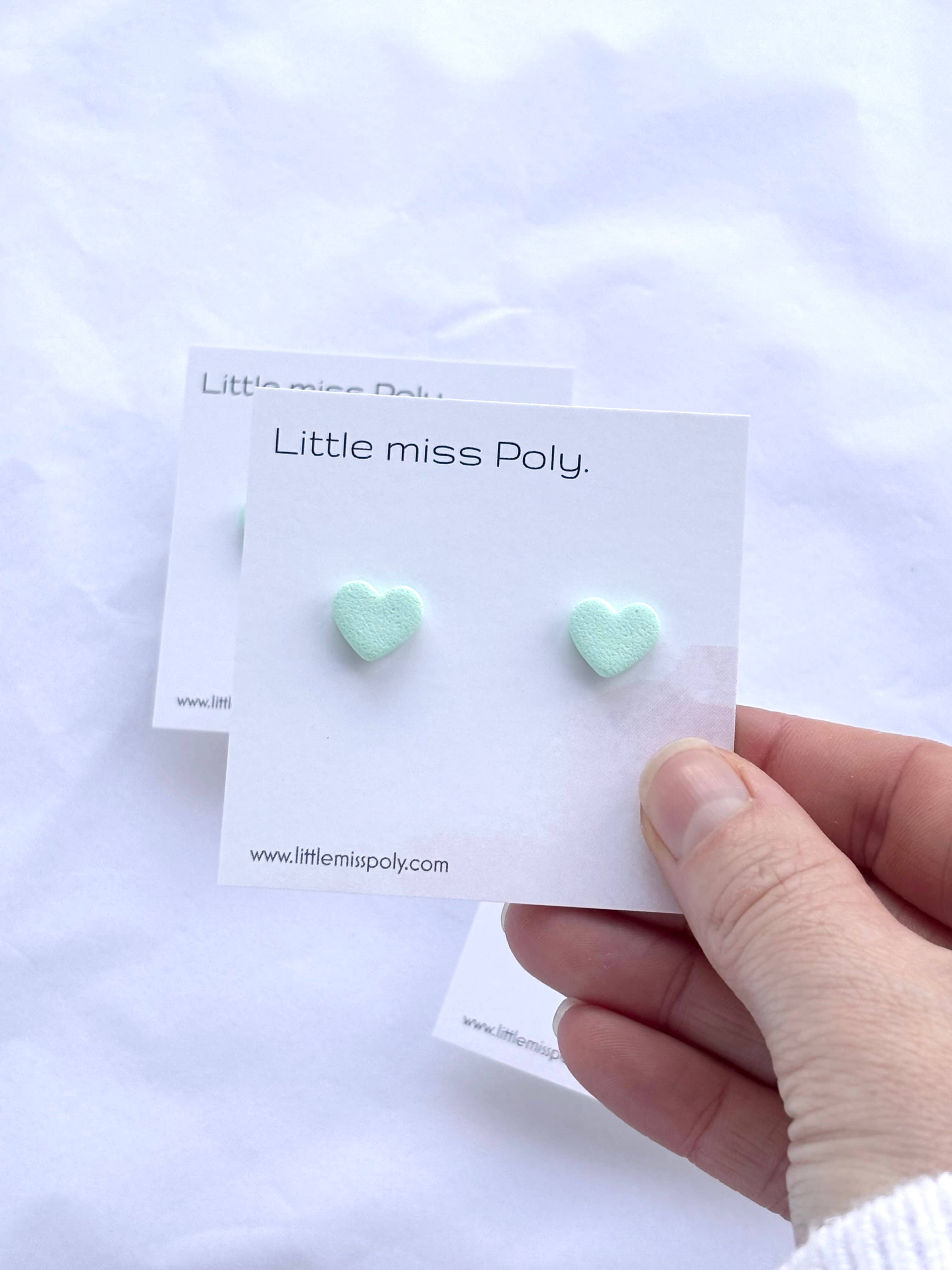 Mini Heart Stud - Mint Green