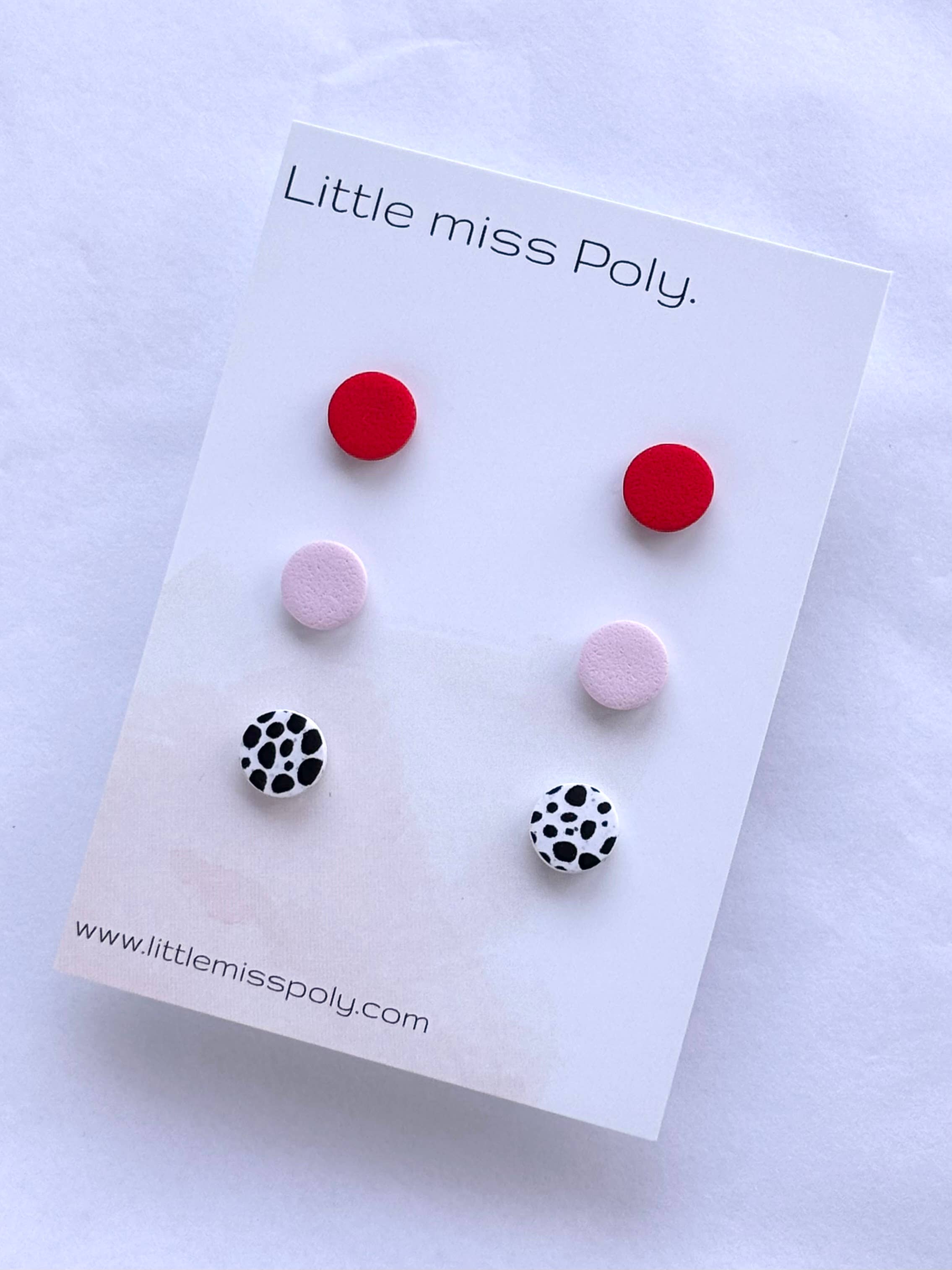Cleo Triple Mini Stud Pack - Soft Pink & Red