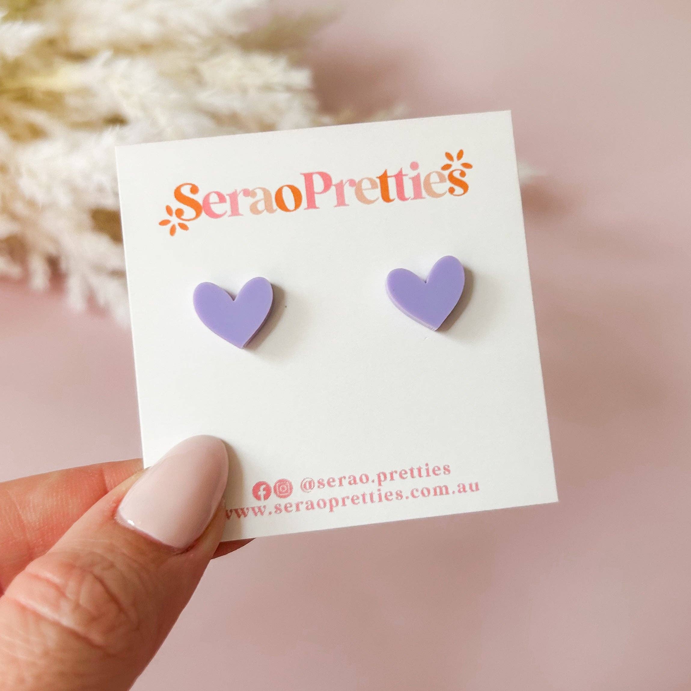 Pastel Lilac Heart Studs