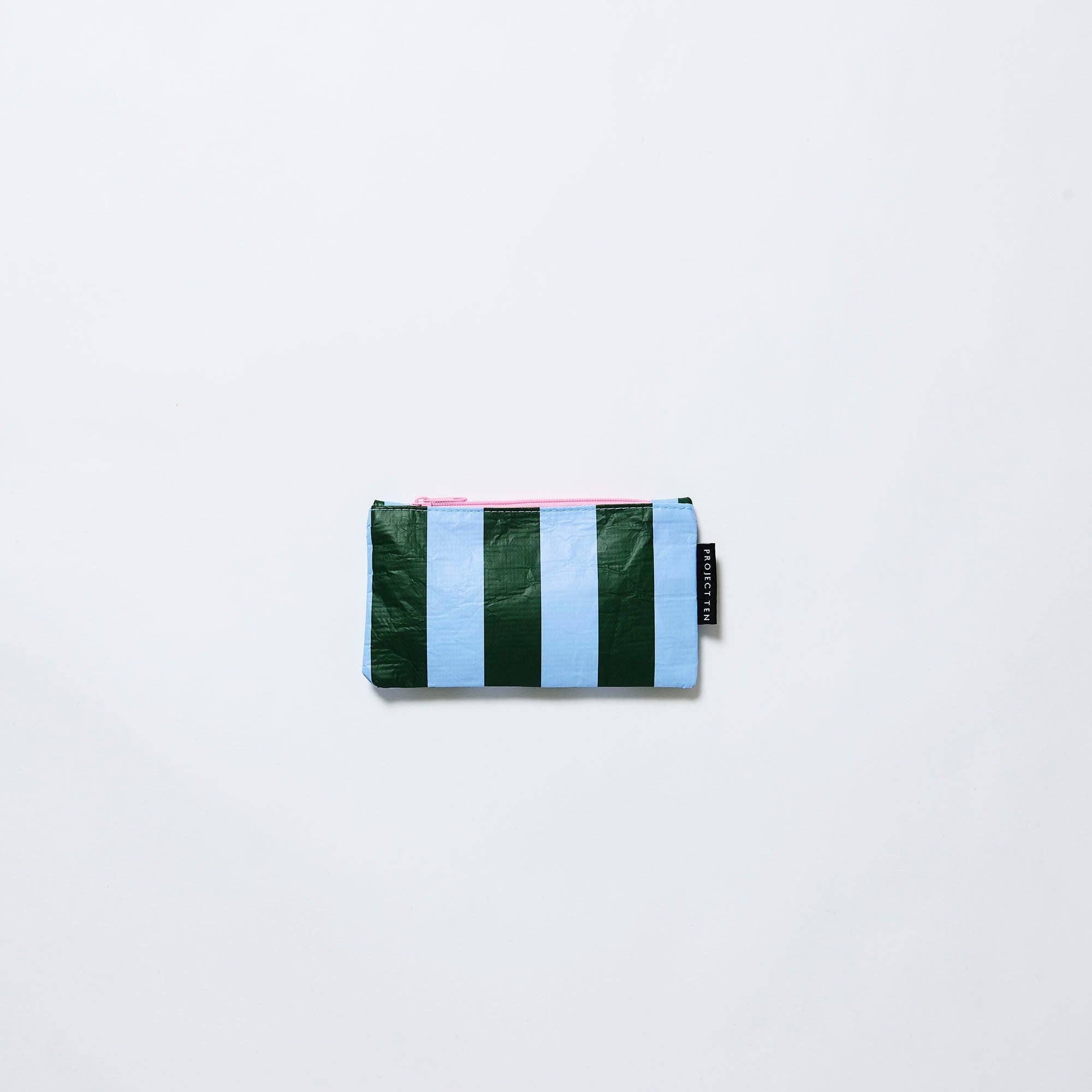 Green Blue Stripe Tiny Zip Pouch
