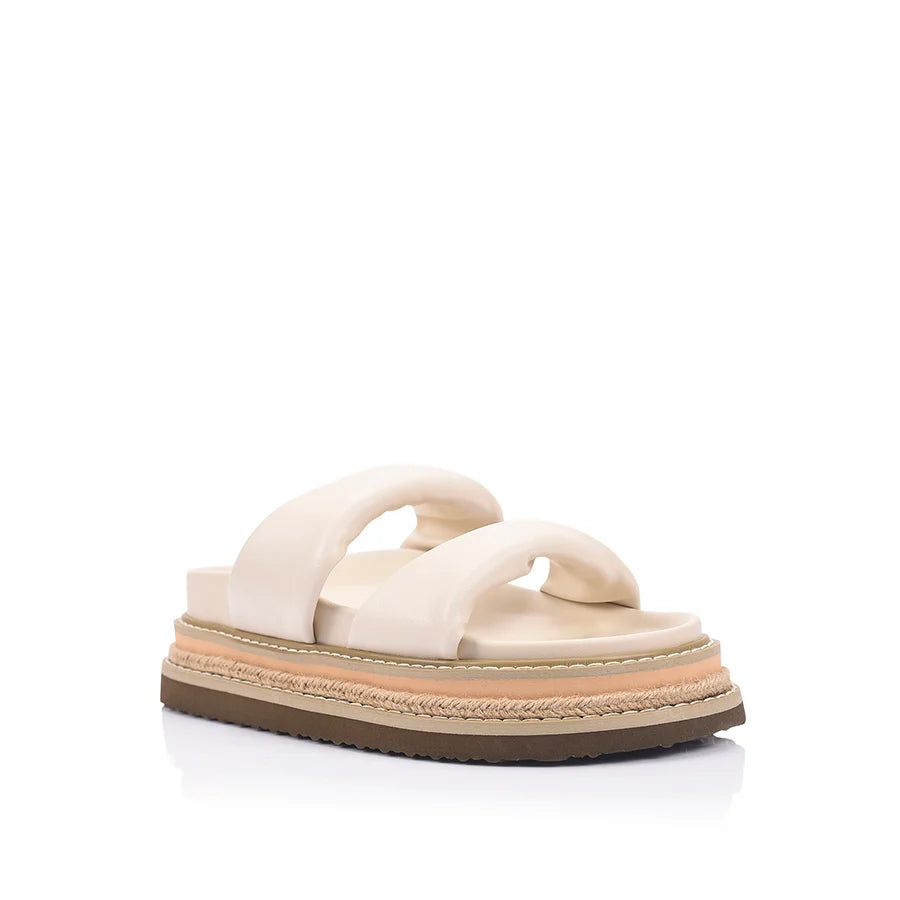 TEAGAN FLATFORM SLIDES - BONE WHITE