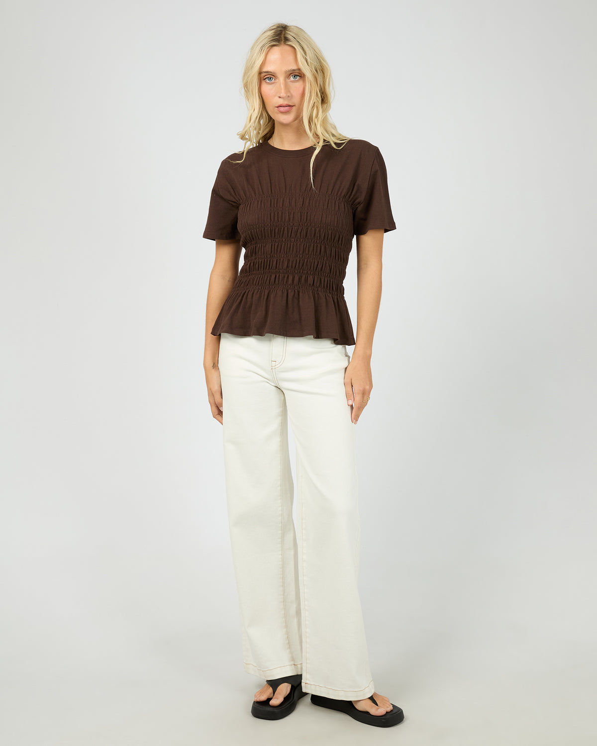 LIPA RUCHED TOP BROWN