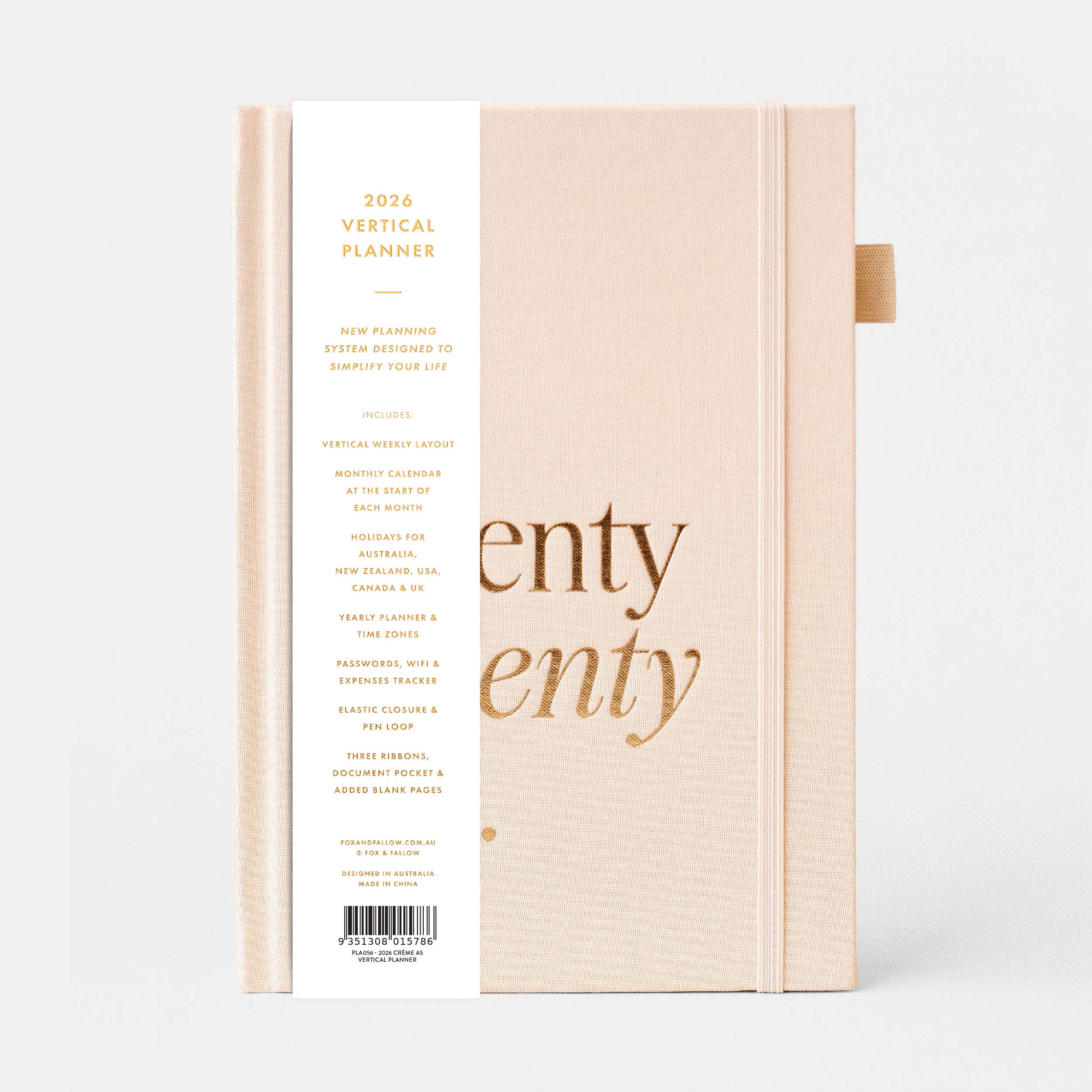 2026 Creme A5 Vertical Planner