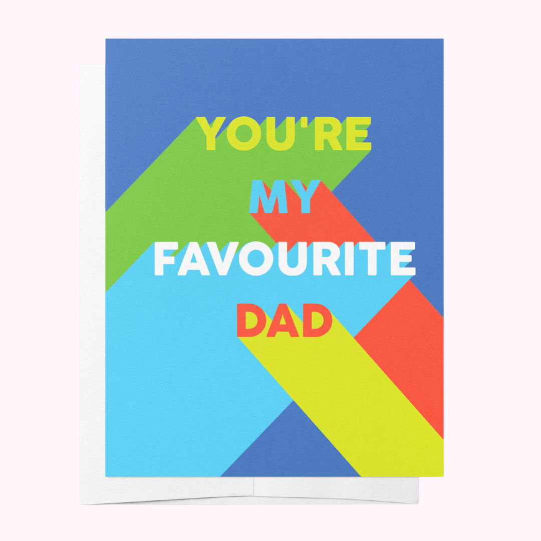 Favourite dad - Blue & Green Father's Day Greeting Card