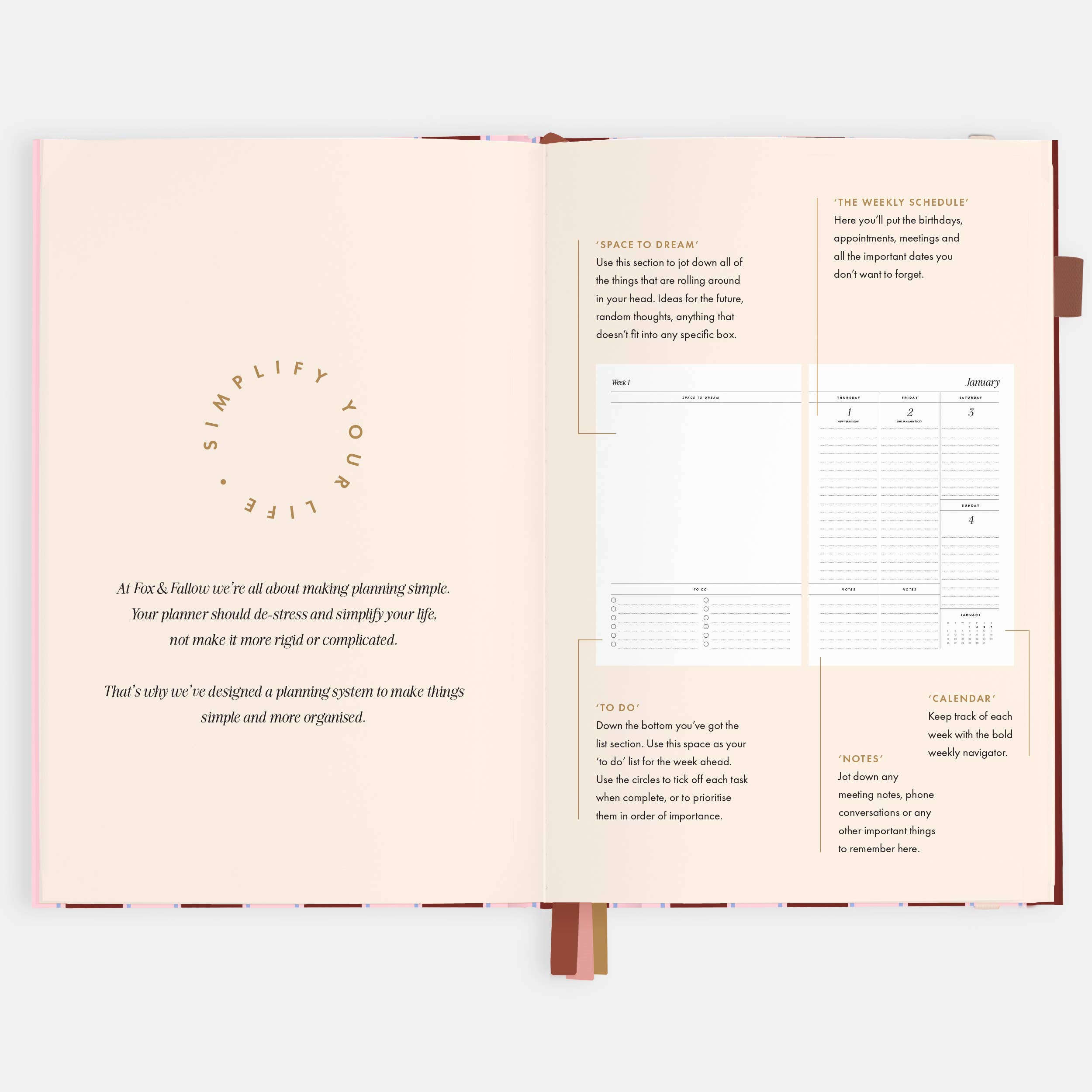 2026 Burgundy Stripe A5 Vertical Planner