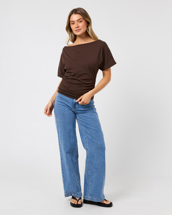 LUNE OFF SHOULDER TOP - Chocolate