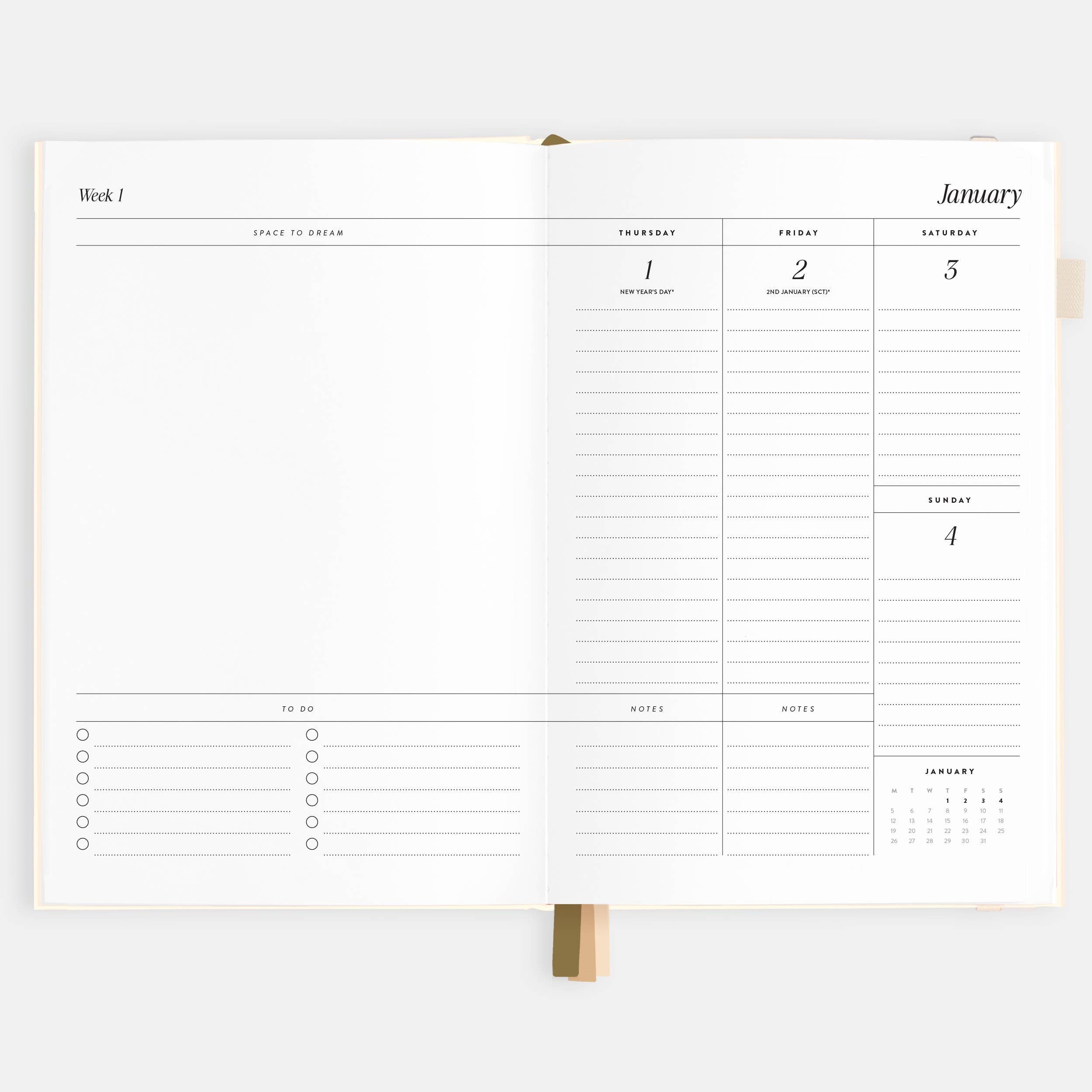 2026 Creme A5 Vertical Planner