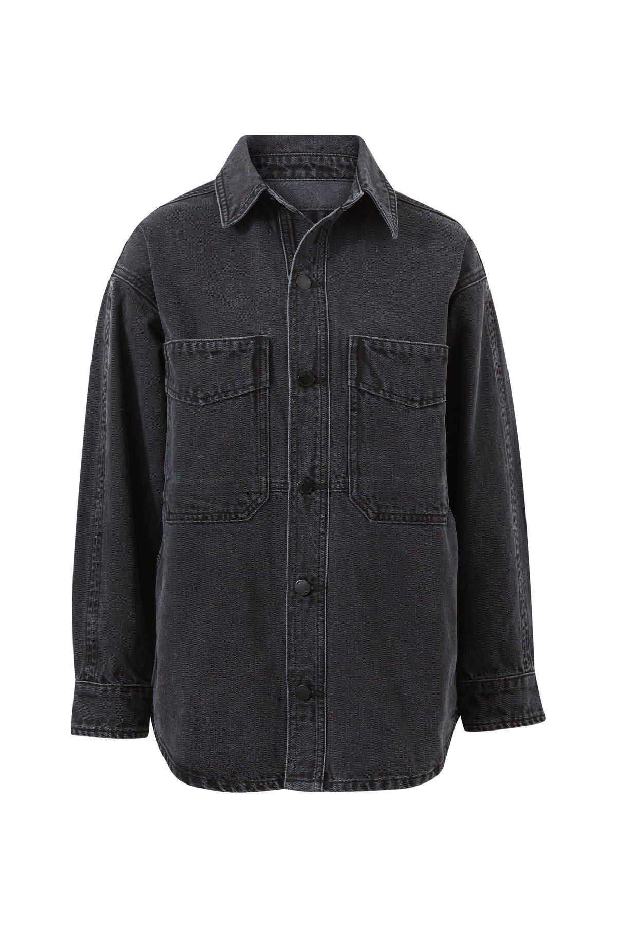 Bobbi Side Pocket Denim Shacket - Washed Black