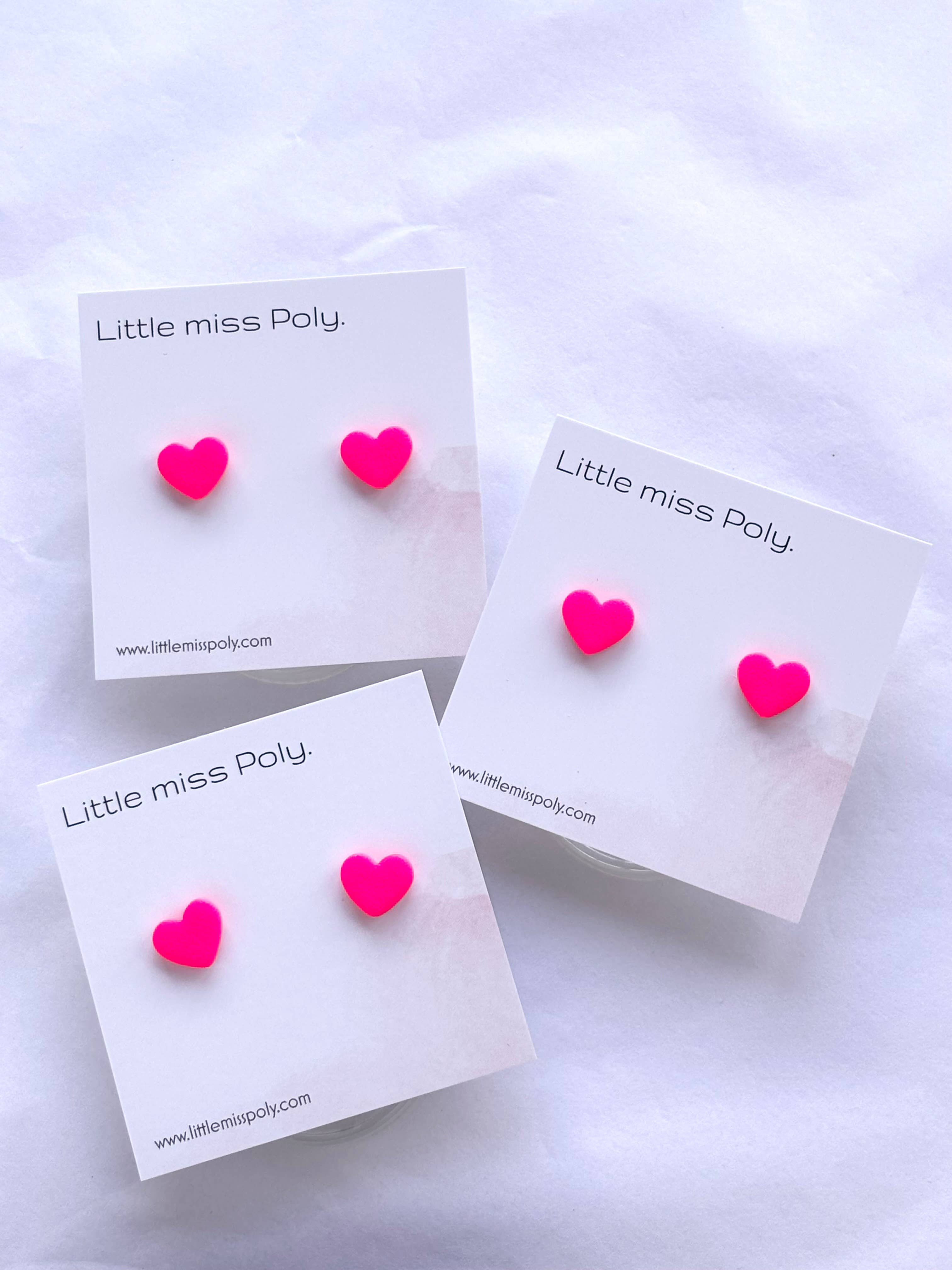 Mini Heart Stud - Hot Pink