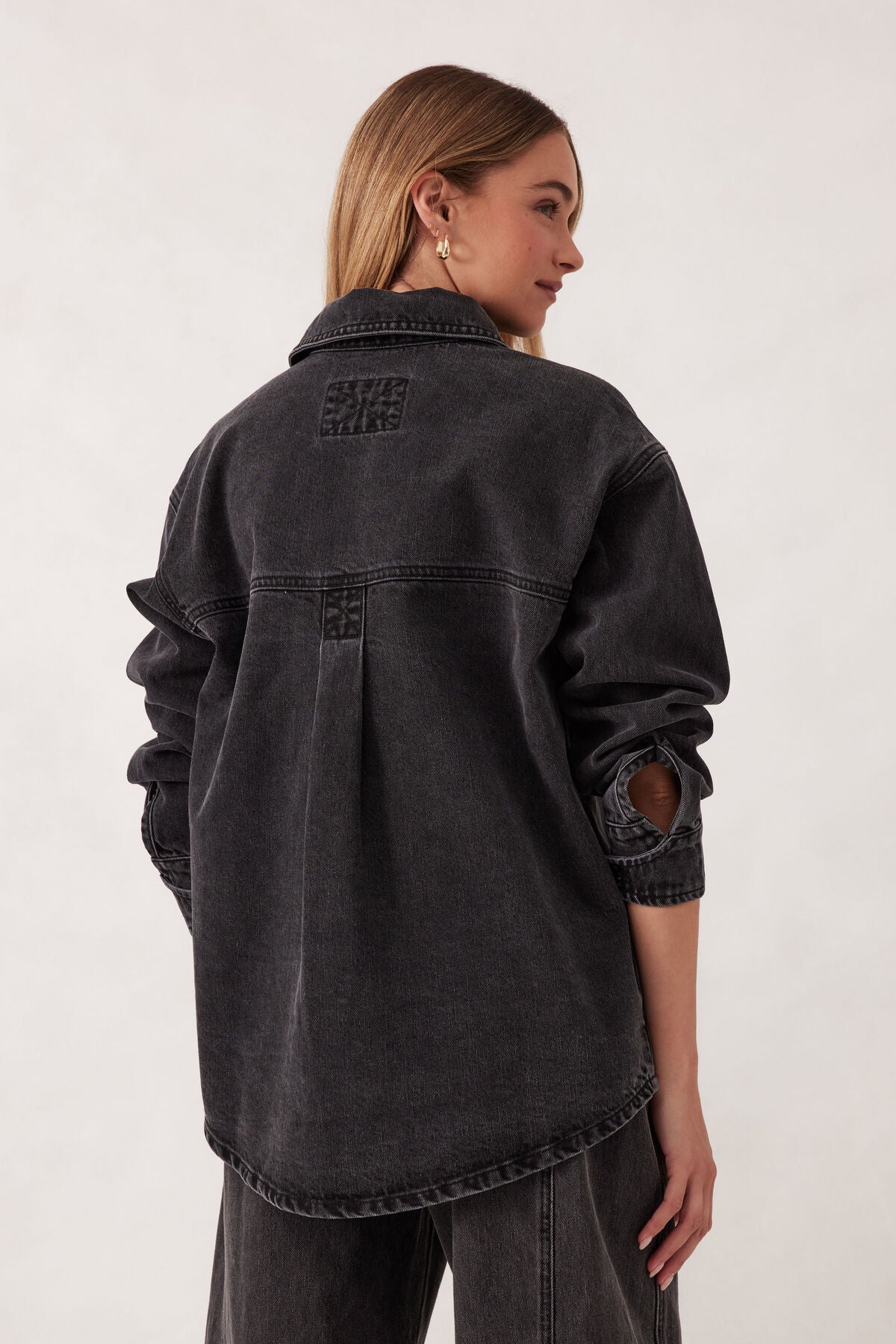 Bobbi Side Pocket Denim Shacket - Washed Black