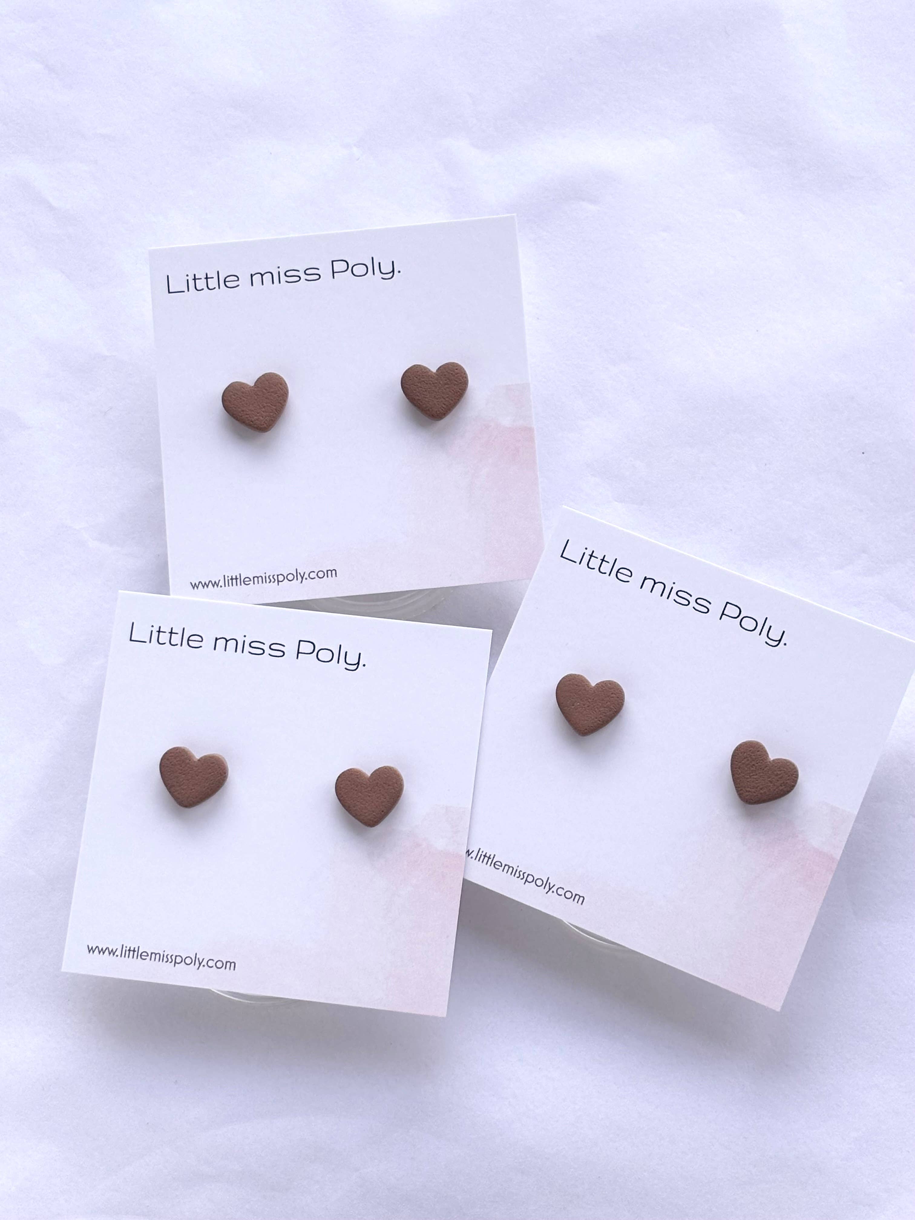 Mini Heart Stud - Brown