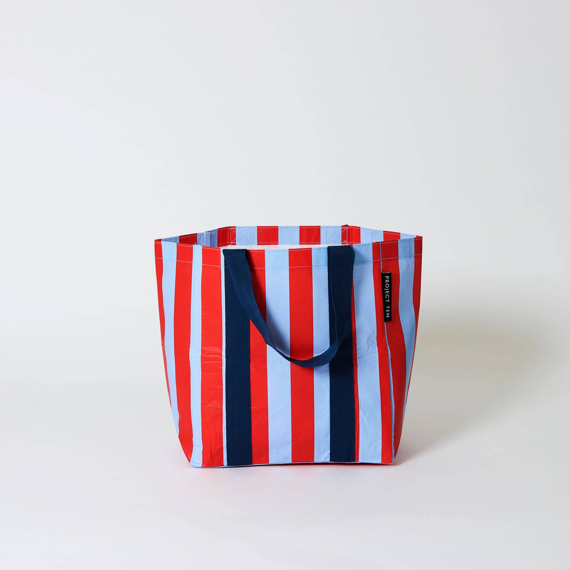 Red Blue Stripe Shopper Tote