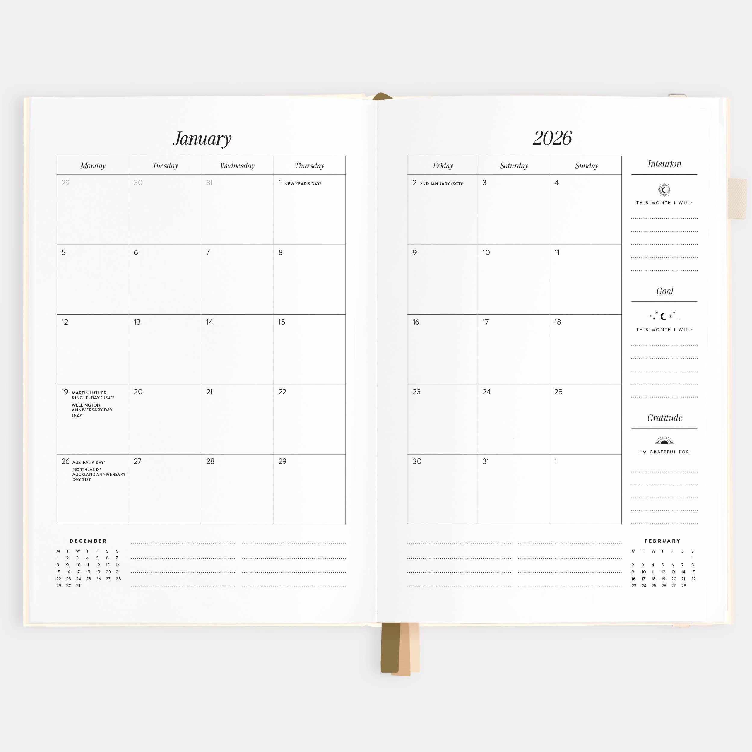 2026 Creme A5 Vertical Planner