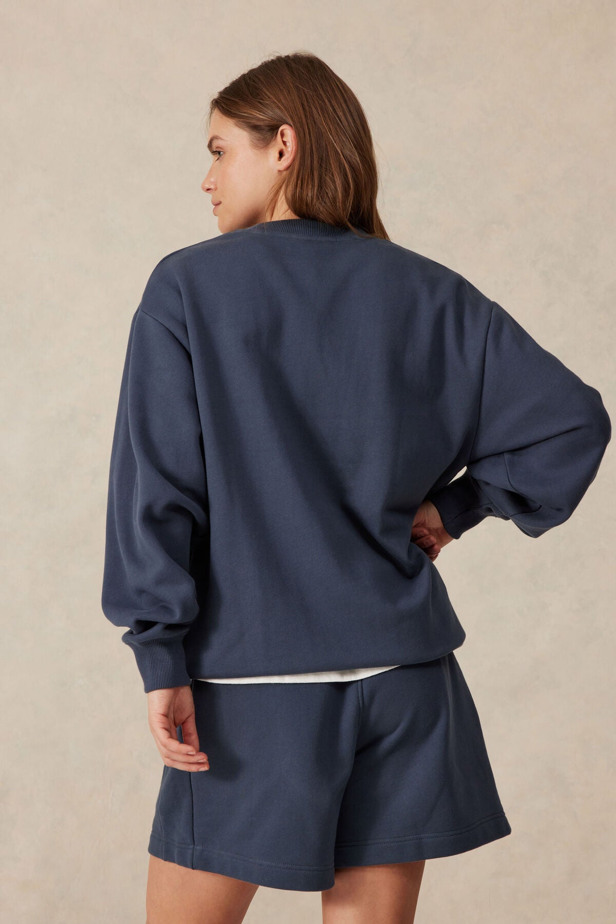 Oversized Slouchy Crew - Smoke Blue