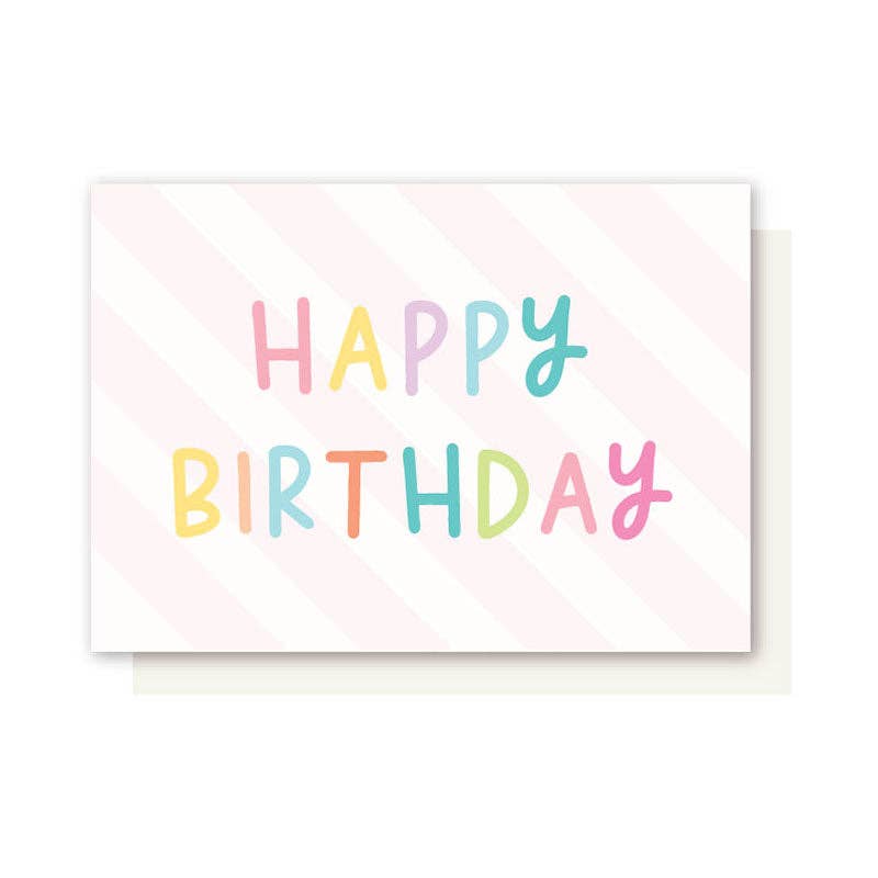 PINK STRIPES BIRTHDAY CARD