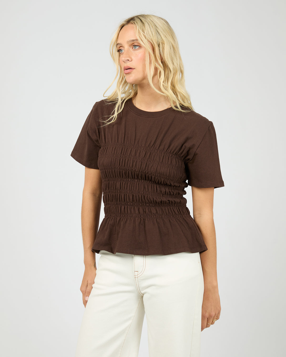 LIPA RUCHED TOP BROWN