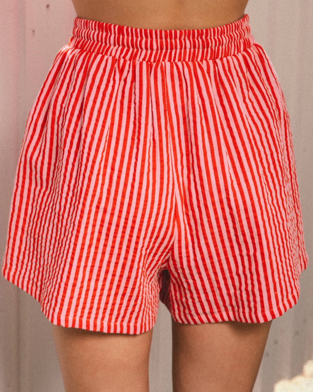 Red Pin Stripe Shorts