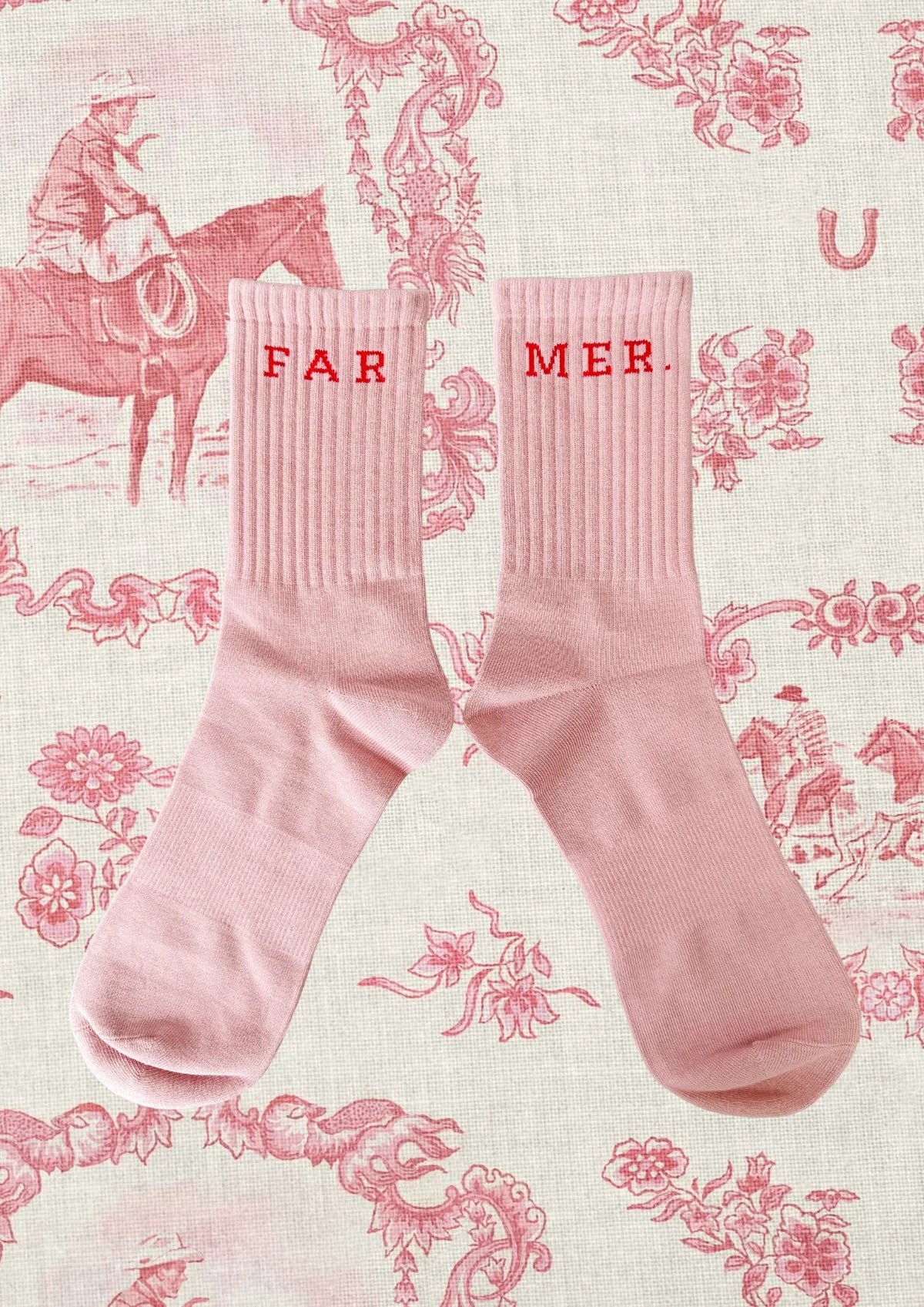 Pink Far Mer. boot socks by Whitney featuring cozy knit fabric and ribbed cuffs, perfect for casual winter wear.