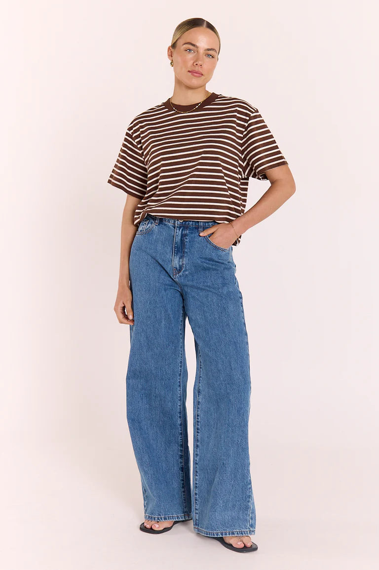 Carter Tee - Chocolate White Stripe