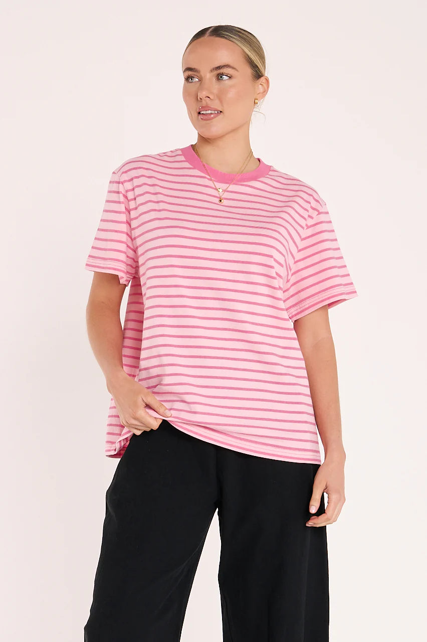 Carter Tee - Pink Stripe