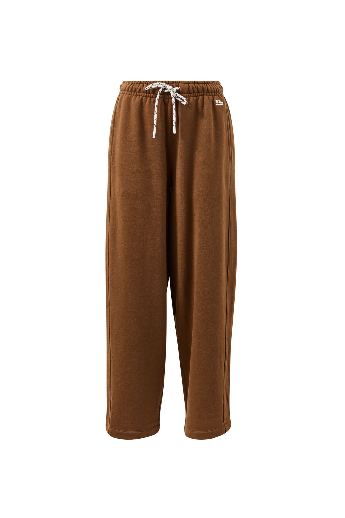 Ceres Life Jenna tapered trackpants in toffee color, featuring a relaxed fit and elastic waistband, displayed on a hanger.