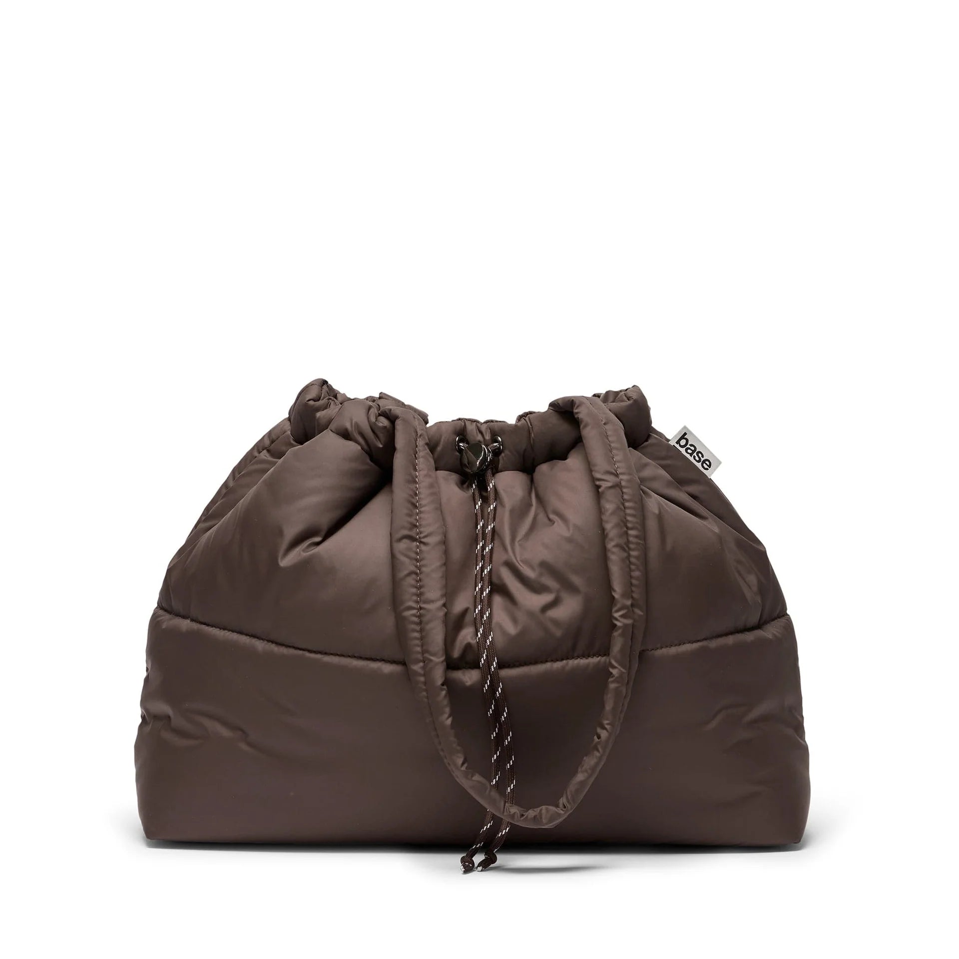 Base Supply Scrunch Base in chocolate color, featuring a soft, textured fabric with a rounded, scrunch-style design.