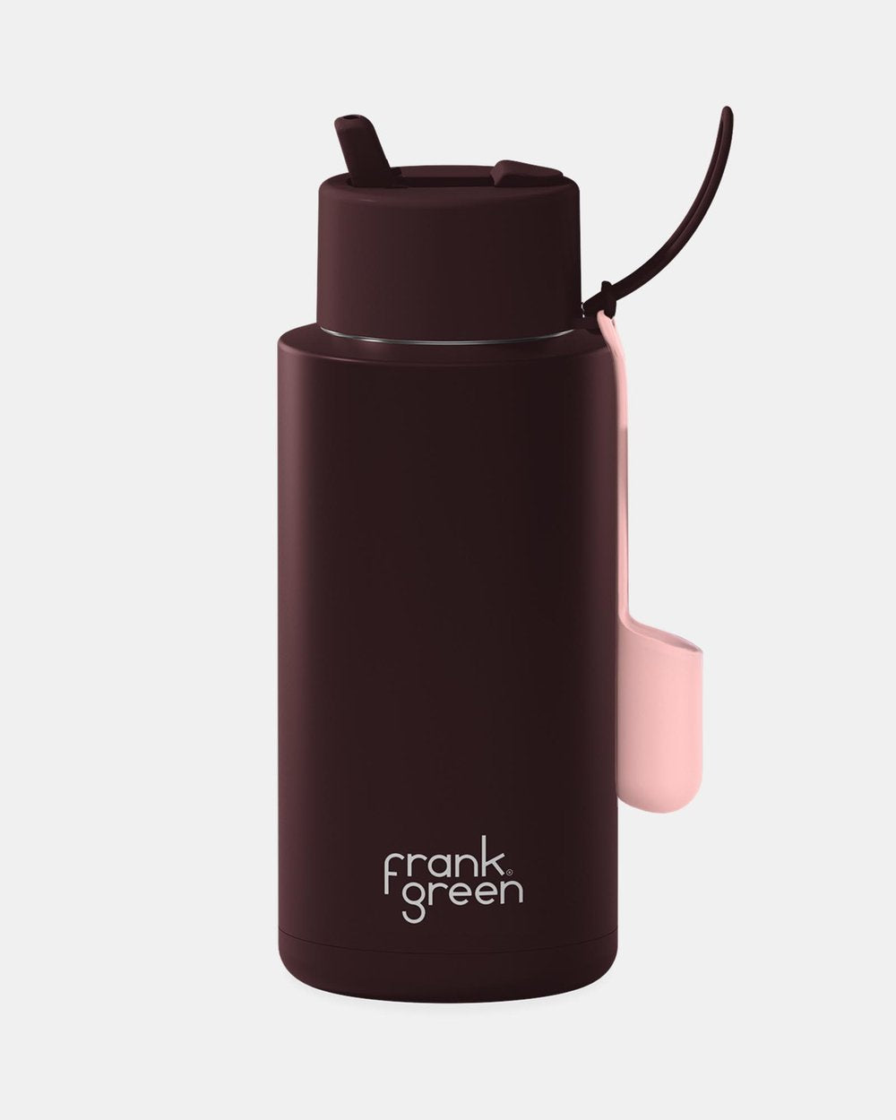 Frank Green Lip & Sip Set with 34oz ceramic reusable bottle and chocolate lip gloss holder, showcasing stylish drink and lip care accessories.