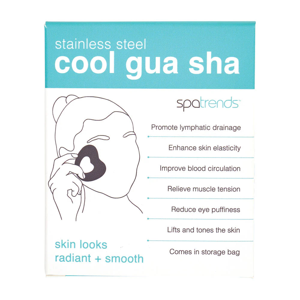 Stainless steel Gua Sha tool from Annabel Trends, designed for facial massage and skincare.