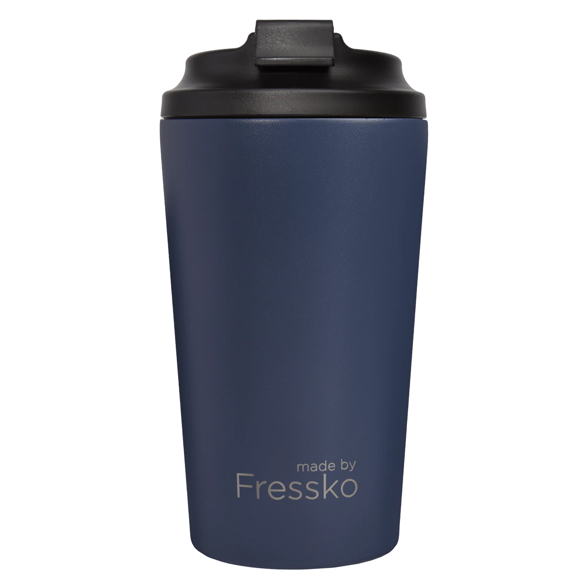 Fressko Grande Denim reusable coffee cup with blue denim design, 475ml (16oz) capacity, made from eco-friendly materials.