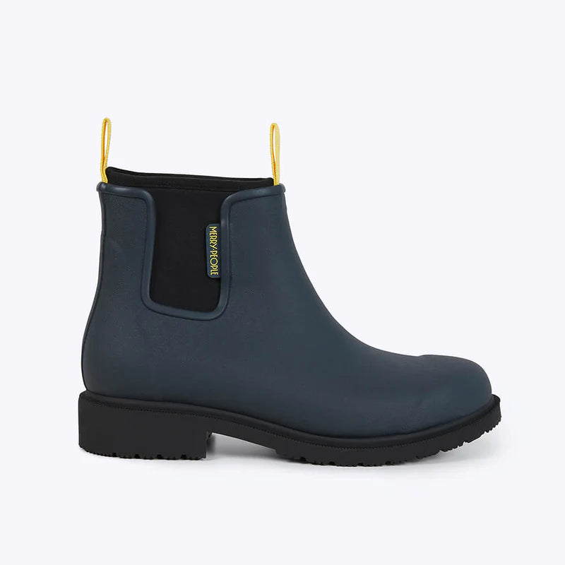 Merry People Bobbi Boots in Midnight color, stylish ankle boots with sleek black leather and pointed toe design.